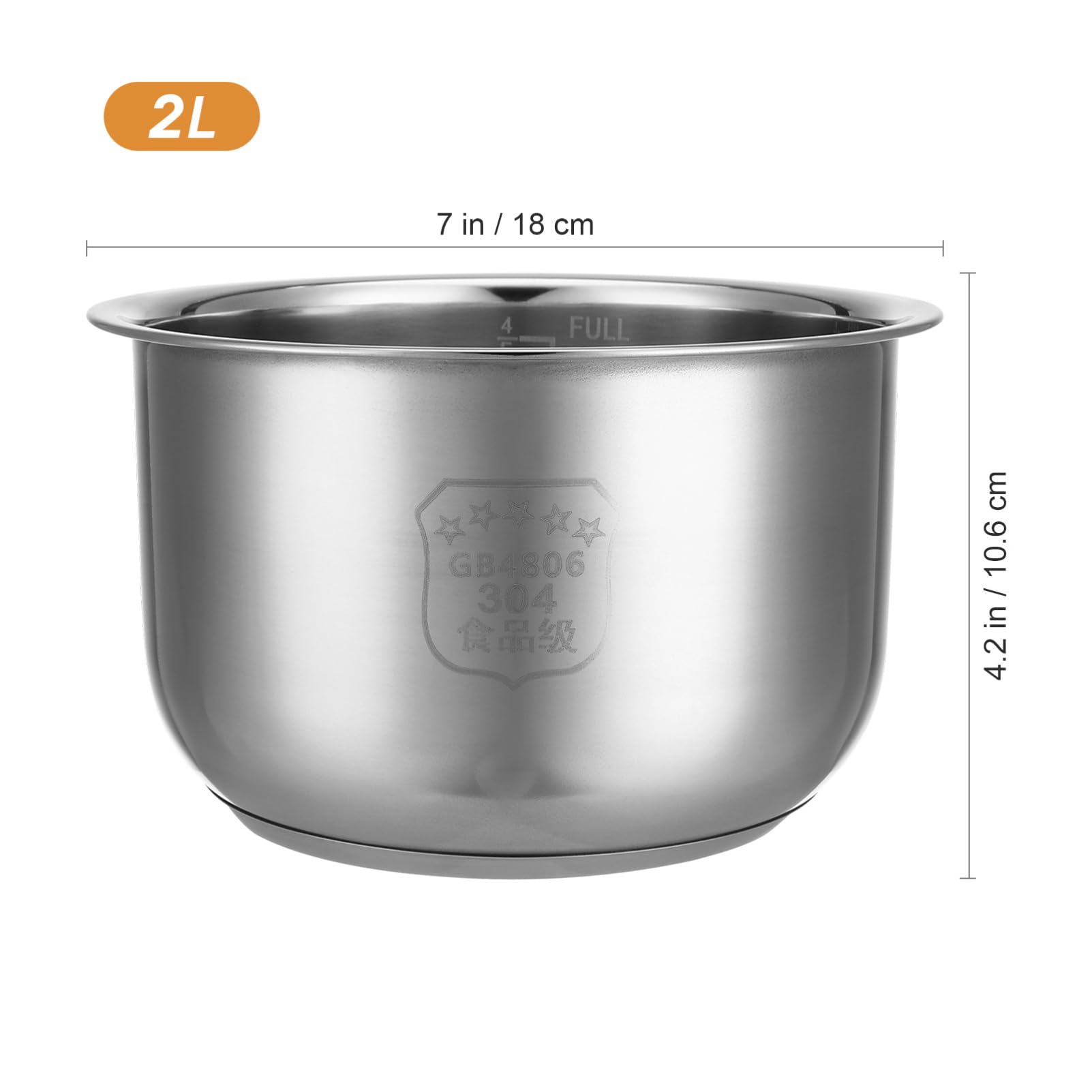 Ciieeo Olla Arrocera Interior De Acero Inoxidable 7.08X7.08X4.13 Pulgadas Recambio Multipropósito Para Cocinar Arroz Sopa Y Pasteles Con Escala