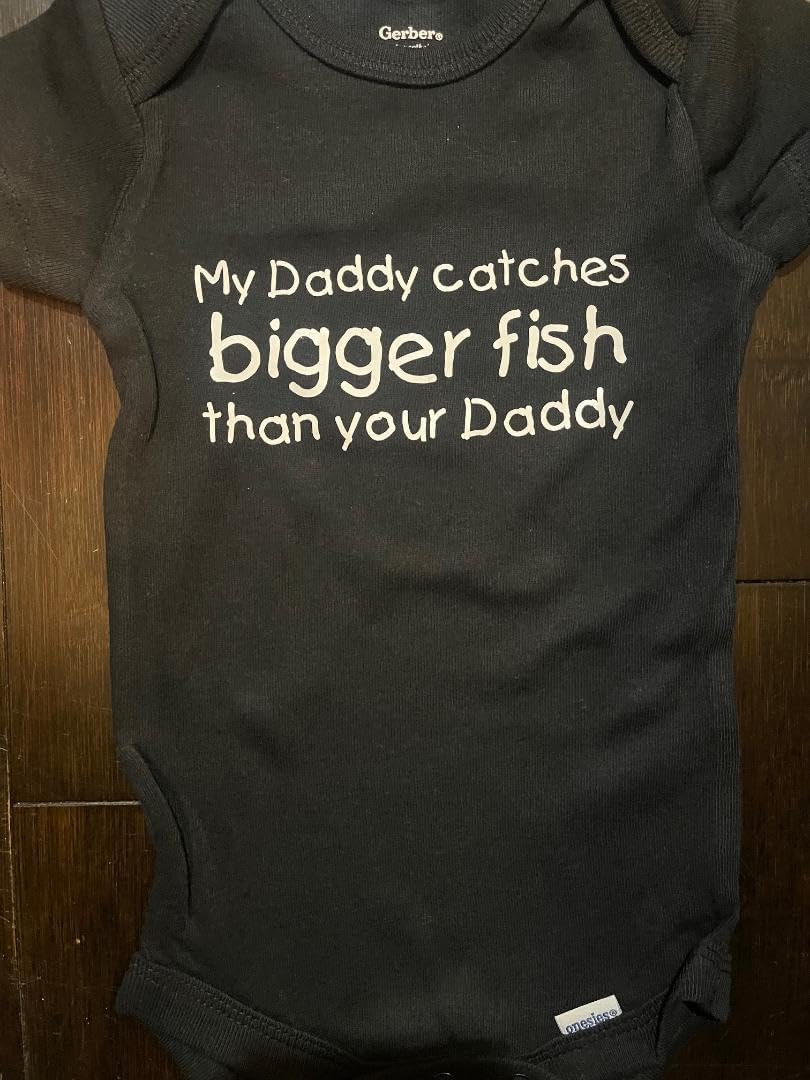 My Daddy catches bigger fish custom baby onesie ® one piece infant fishing bodysuit