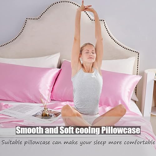 Funda de almohada de seda para mujer, funda de almohada de seda para cabello y piel, fundas de almohada de seda suaves y transpirables para dormir,