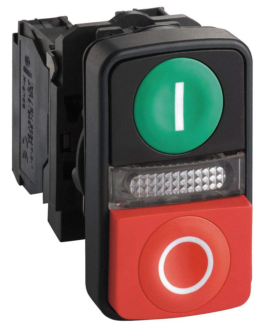 Schneider Electric 3-Head Plastic Illuminated Multi-Head Operator with Contact, (1) Flush Button, (1) Light, (1) Extend