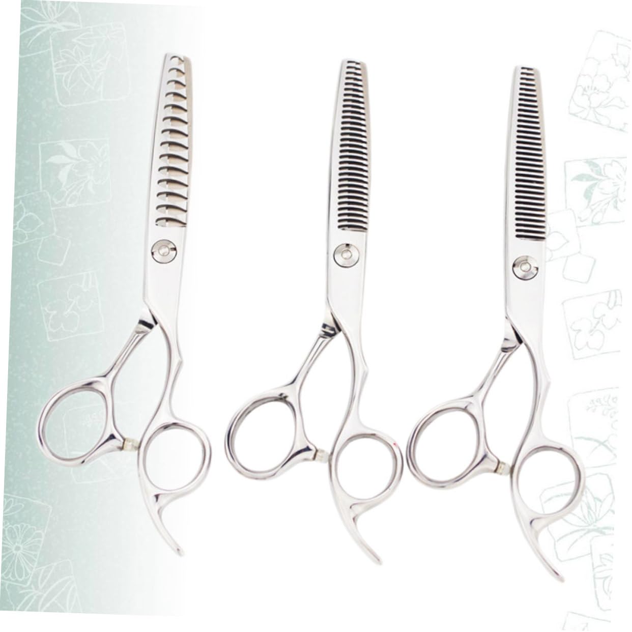 POPETPOP Forbici da Parrucchiere Professionali in Acciaio Inox, 3 Pezzi, Taglio Dentato per Sfoltire, Sicure e Comode, Uso Salone e Casa