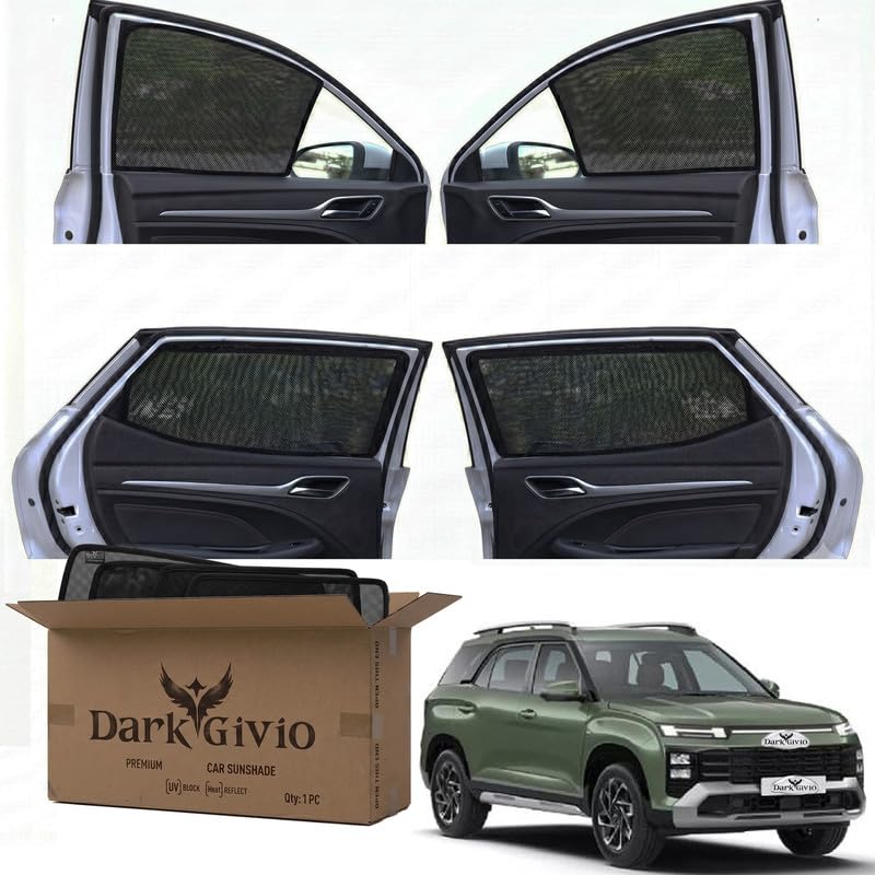 Image of Car Window Sun Shade Protector for Alcazar T 2 (2024) | Exact Fit Non-Magnetic Half Cut Sunshade (Set of 4 /6) | UV Blocker Side Window Car Curtains & Interior Accessory