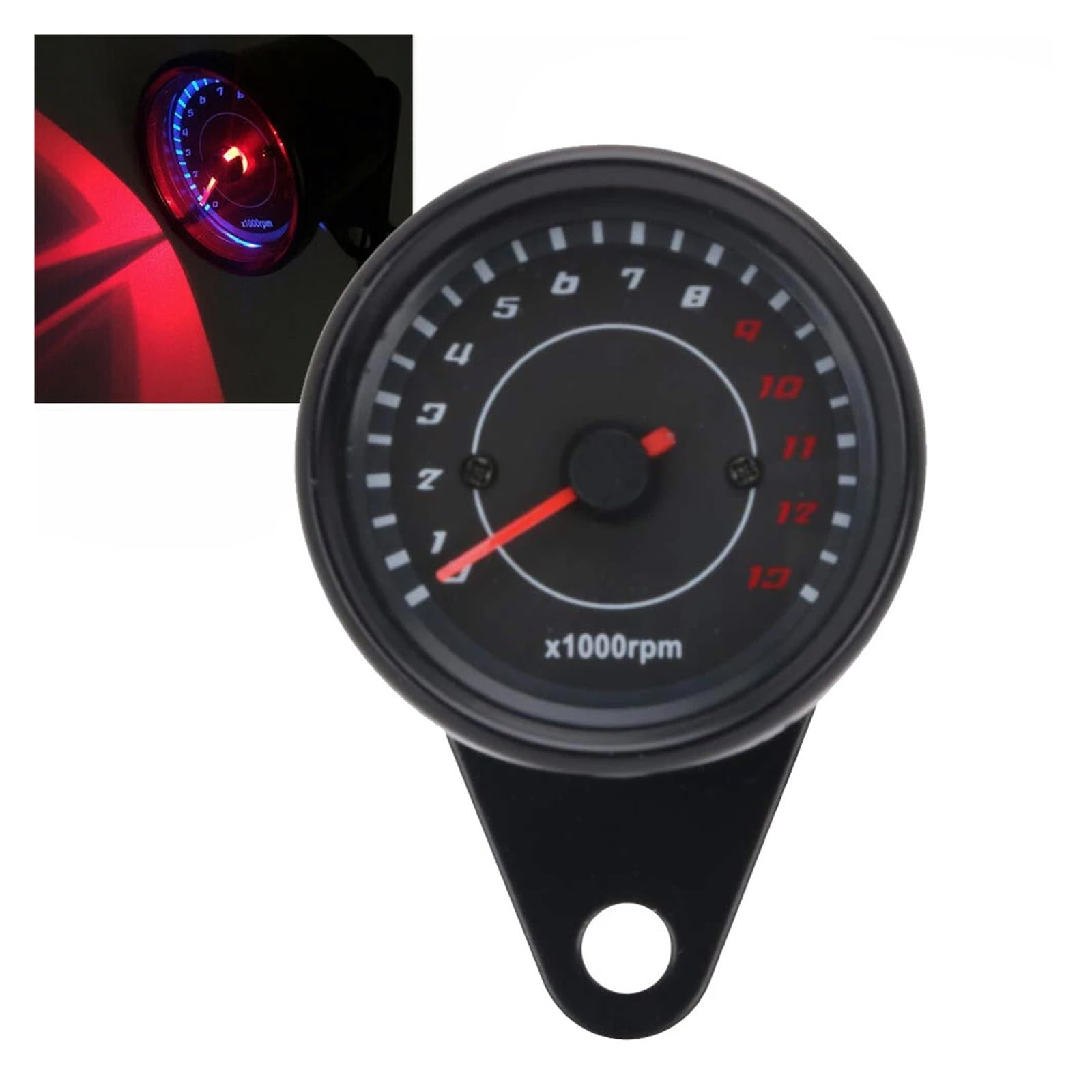 Contagiri universale per moto DC 12V, contagiri elettronico, tachimetro, indicatore retroilluminato a LED, 13000 giri/min. Indicatore