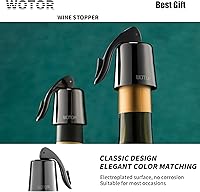 Vista 6 de WOTOR Tapones para botellas de vino de acero inoxidable con silicona, reutilizable, protector de vino y sellador decorativo de botellas, a prueba