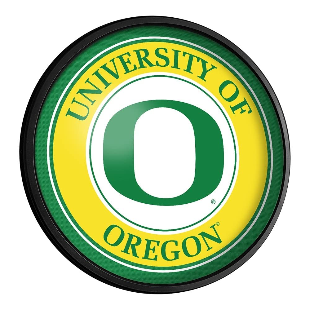 The Fan-Brand Oregon Ducks Round Slimline Lighted Wall Sign - Football, Basketball & Baseball Wall Decor - College Sports Decor for Home, Office, Game Room, Fan Cave, Garage - USA Made