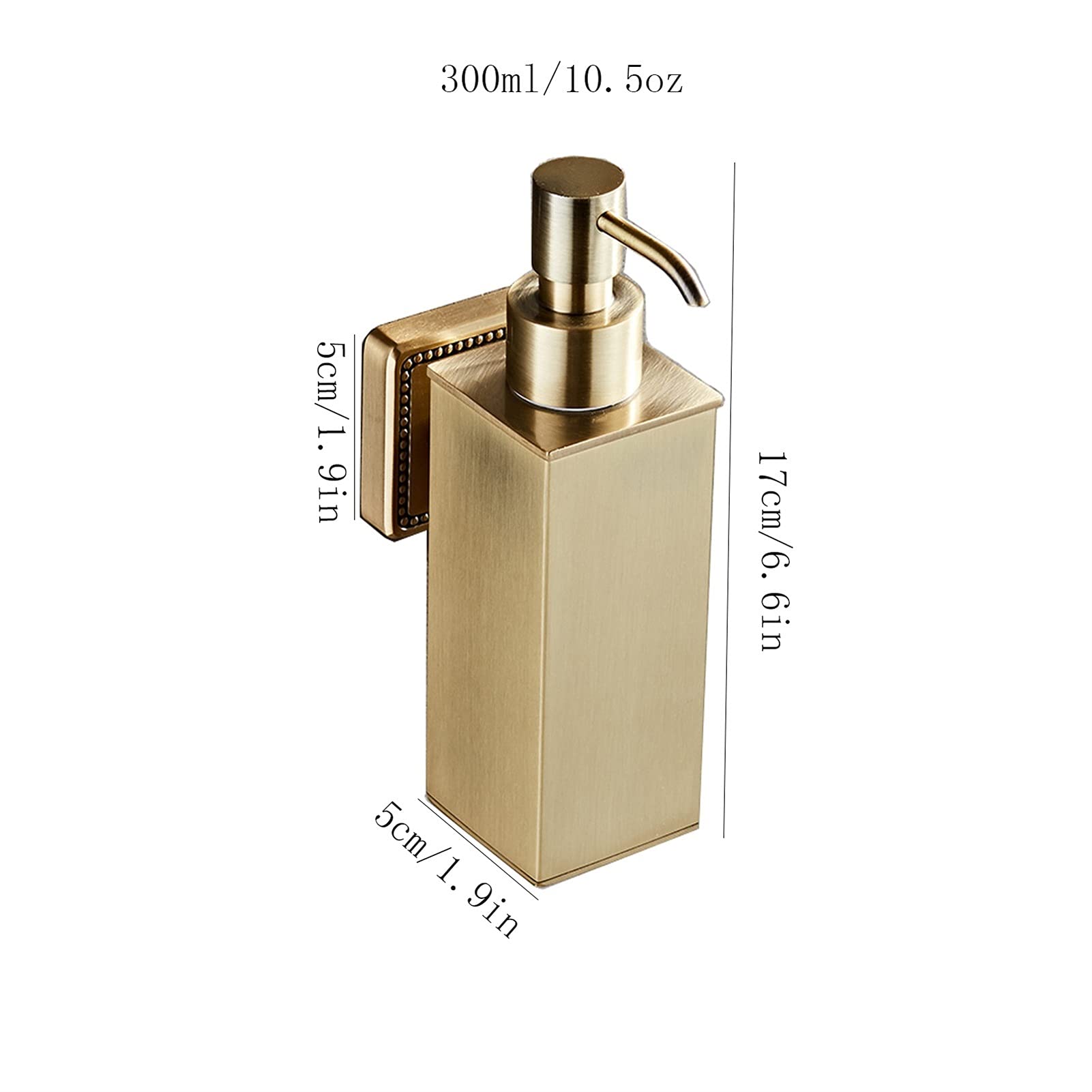 dispenser sapone/Dosatori per sapone liquido Dispenser di sapone a parete in acciaio inox SHAMPOO Bottom Bottle Dispenser Box adatto per bagno e cucina oro 10.5oz Erogatore del Sapone/Dispenser di Sap