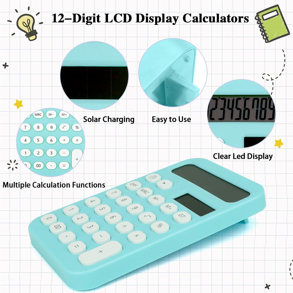 Calculadora pequeña básica, calculadora de escritorio, calculadora para escuela, calculadora de 4 funciones para estudiantes, niños, calculadora de bolsillo, suministros escolares geniales,