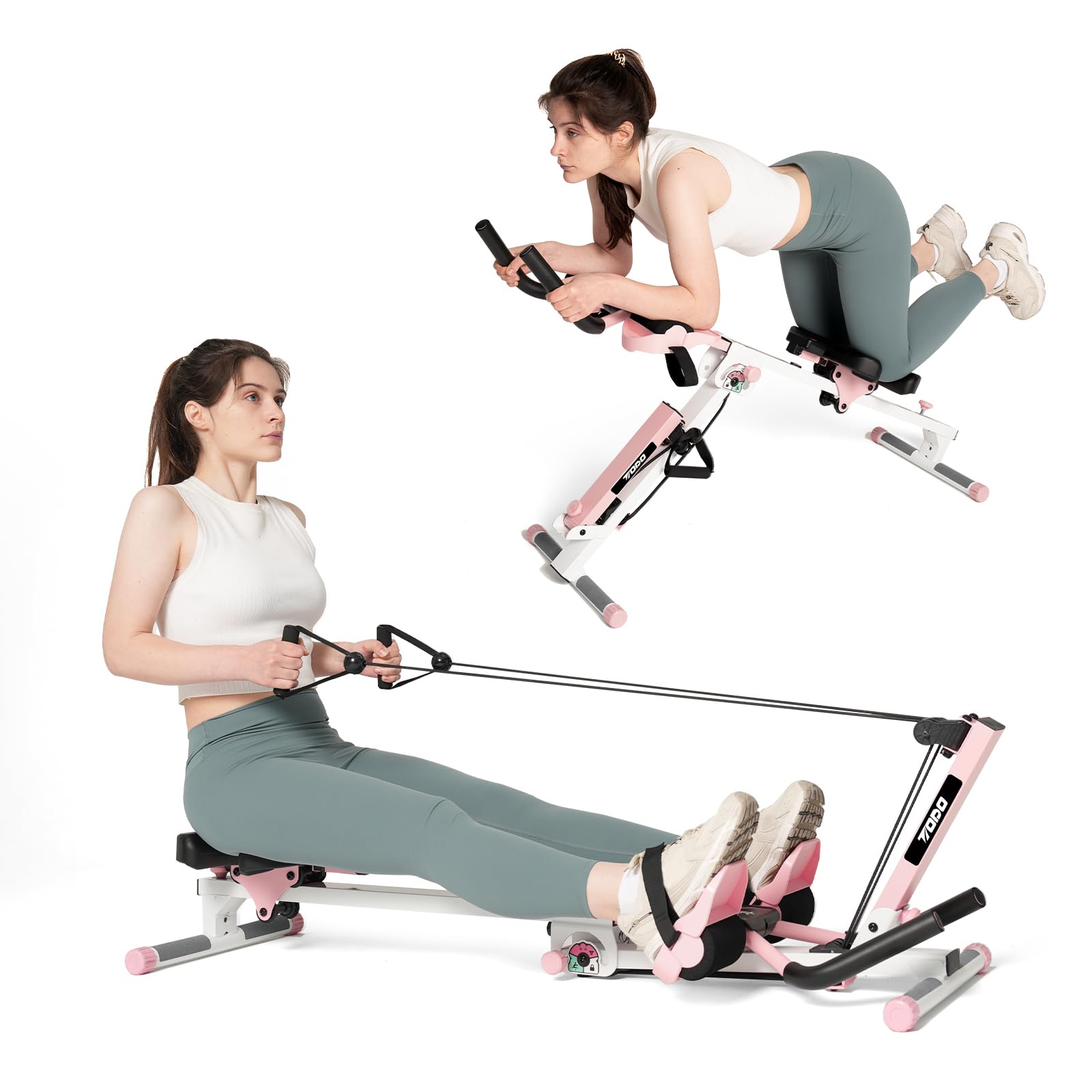 TODO3 in 1 Rowing Machine for Home, Multifunctional Rowing Machine with 2 Intensities Adjustable, AB Machine Abdominal Rowing Fitness Quiet for Home Use, Maximum 120 kg