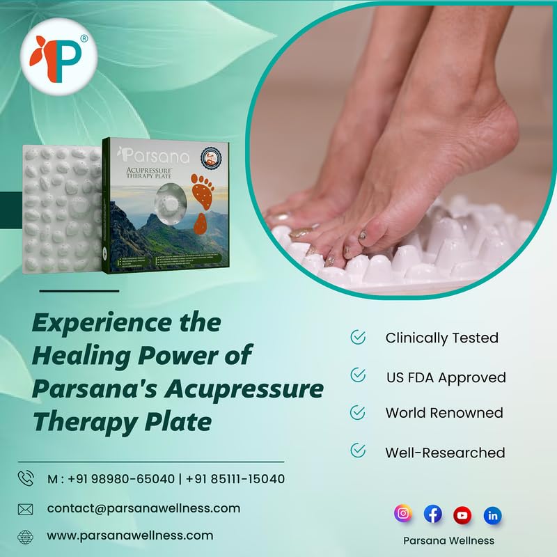 Image of Parsana Acupressure Therapy Plate, Clinically Tested, Acu Mat for Feet Massager, Helps with - Muscles /Joint Pain, Flexibility, Hormonal Balance, Blood Circulation & Overall Health Management, Reflexology Set - Pack of 1