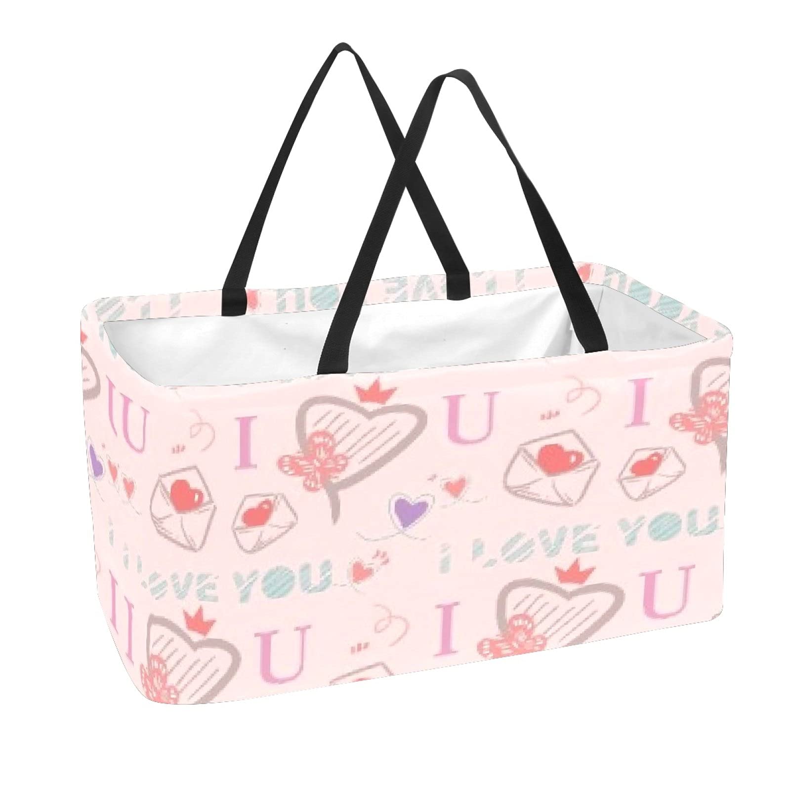 Paniers de courses réutilisables et pliables 50L grand volume I Love U