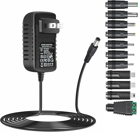 Universal 5V 3A Ac Adapter DC5V Power Supply Charger with 11 DC Plug Tips AC120V to DC5v 3a 2.5a 2a 1.5a 1a Power Adapter for Baby Monitor Graco Swing Raspberry Pi USB HUB 5volt ac-dc Adapter 6FT