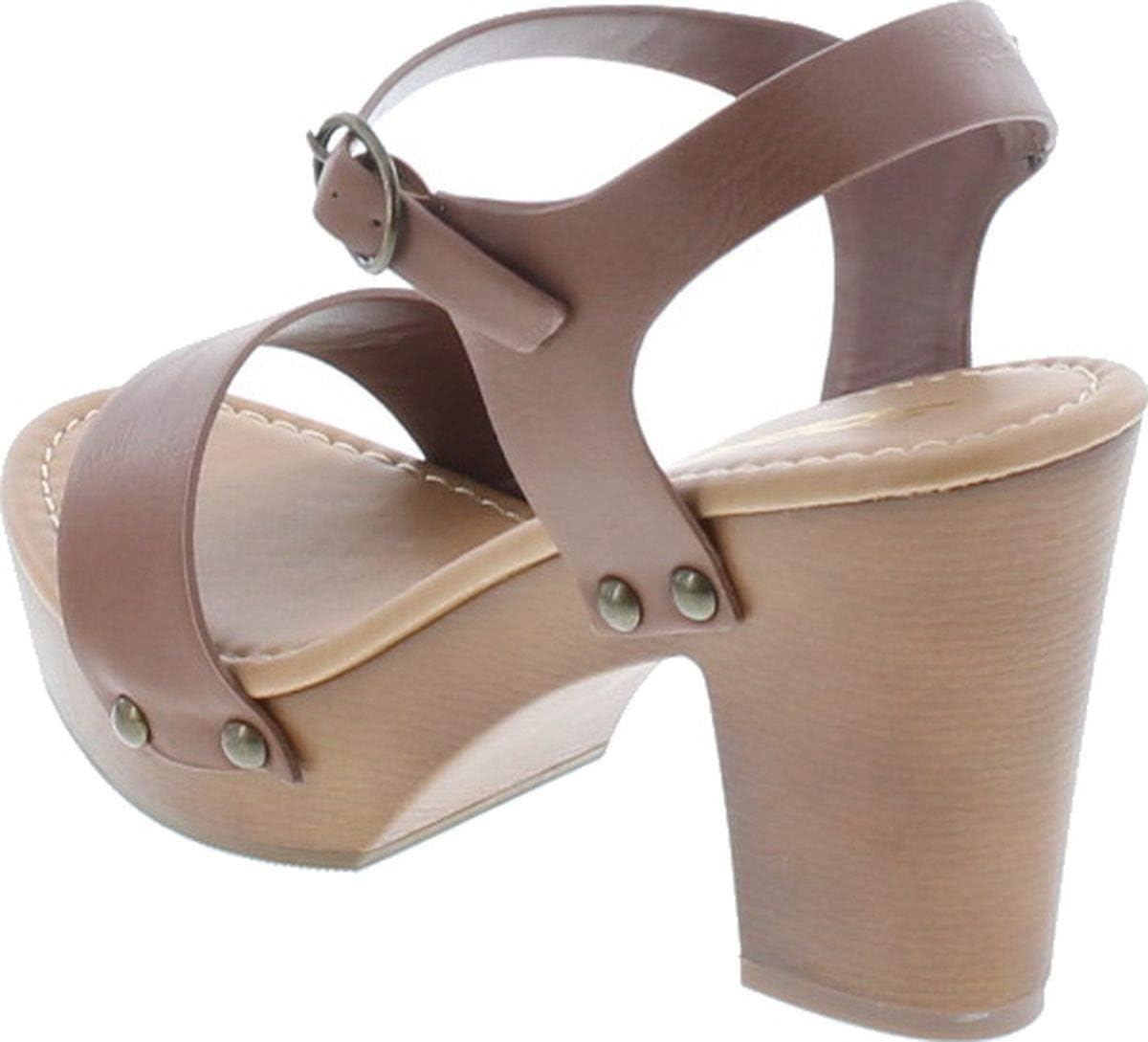 Soda CHIVAS ~ Women's Bold Buckles Studded Wedge Sandal - Image 3
