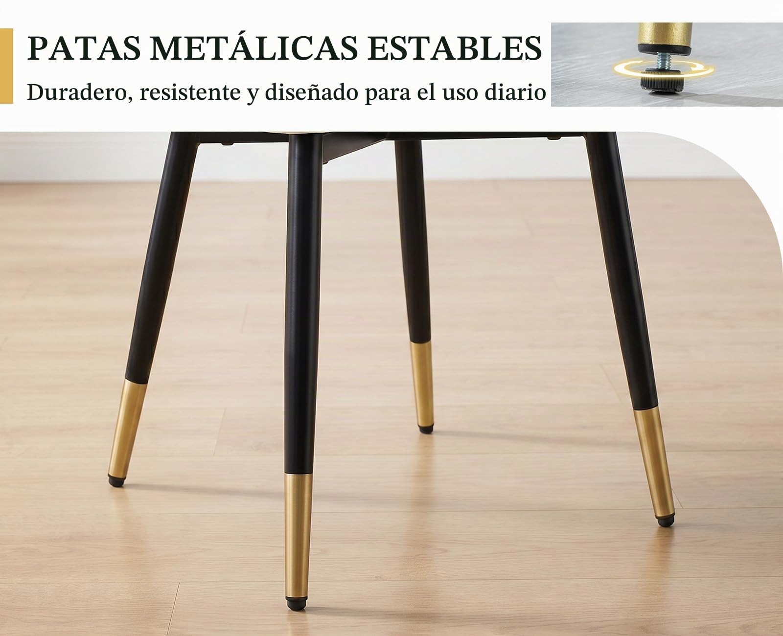 chairus 2PCS Sillas de Comedor Elegante de Terciopelo, Amarillo | Elegante, Respaldo Hueco, Patas Metálicas, Estilo Moderno