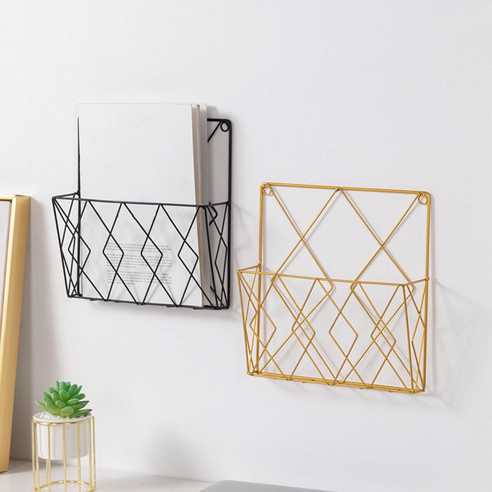 MILAAN Metal Newspaper Storage Rack Hanging Organizer for Home Office Black-image-11