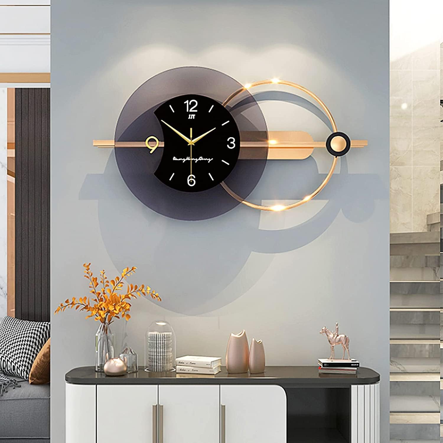 Horloge Murale Silencieuse Grande Taille 85x40cm pour Décoration d'Intérieur Sans Bruit