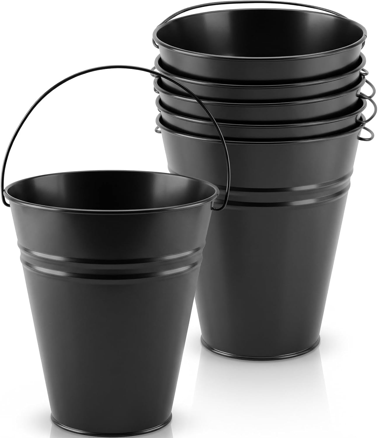 Sadnyy 6 Pack Small Silver Metal Galvanized Buckets Bulk with Handle