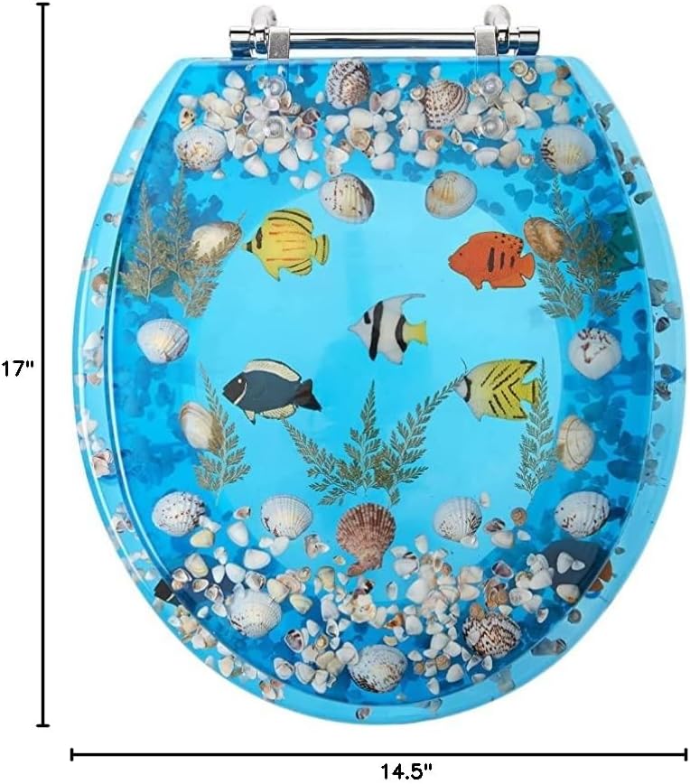 Daniel's Bath & Beyond D B B 17' Deep Ocean Blue Fish Toilet Seat Cover