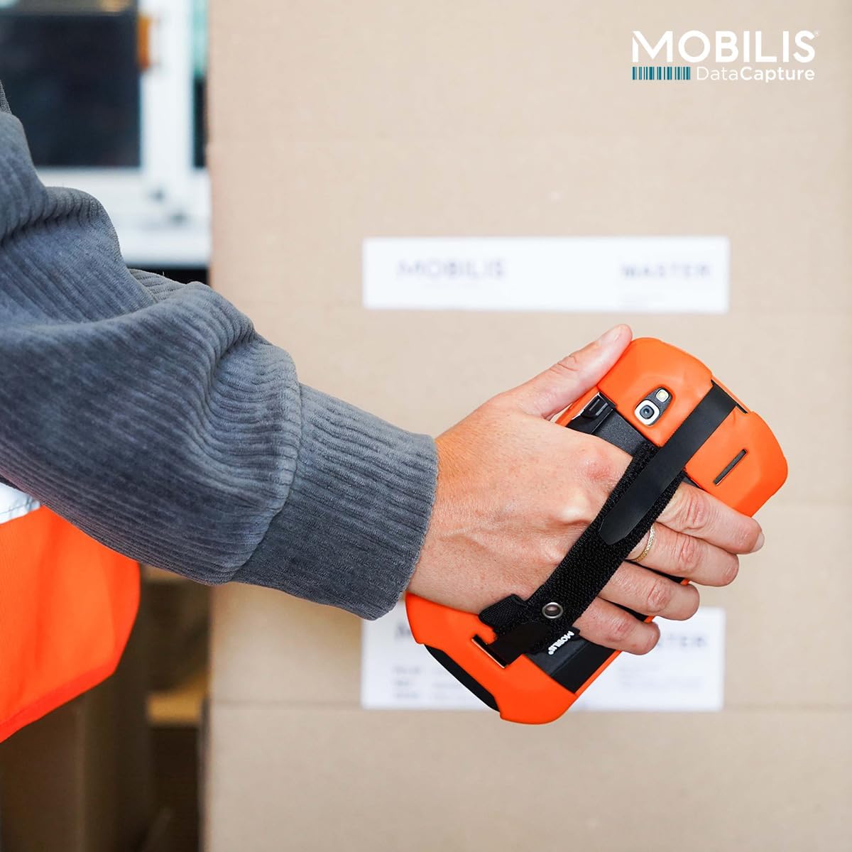 Mobilis Rugged Case for Zebra TC51 TC52 TC56 TC57 with Handstrap, Military Grade Shockproof Protective Cover - High-Visibility & Easy Identification - Recycled Materials - Neon Orange