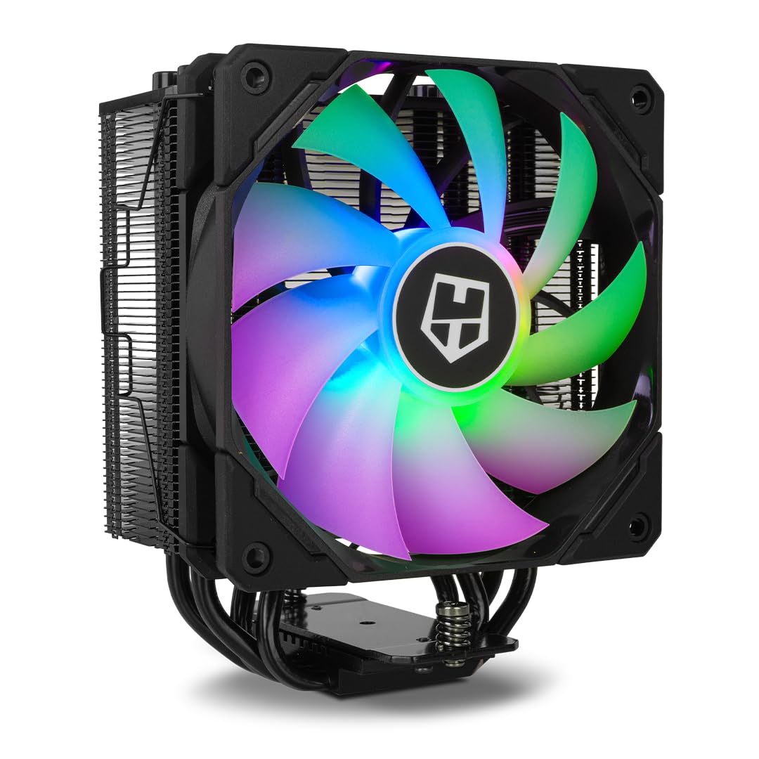 Nox Hummer H-224 -NXHUMMERH224ARGB CPU ARGB Fan, Compatible with Intel&AMD, 120mm PMW Fan, 4 Heatpipes Aluminum and Copper Base, Black
