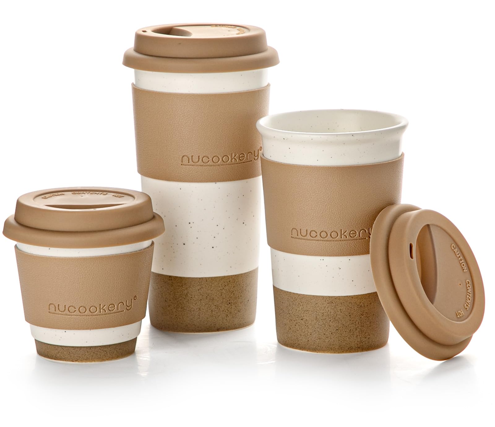 Nucookery Ceramic Travel Coffee Mug Set