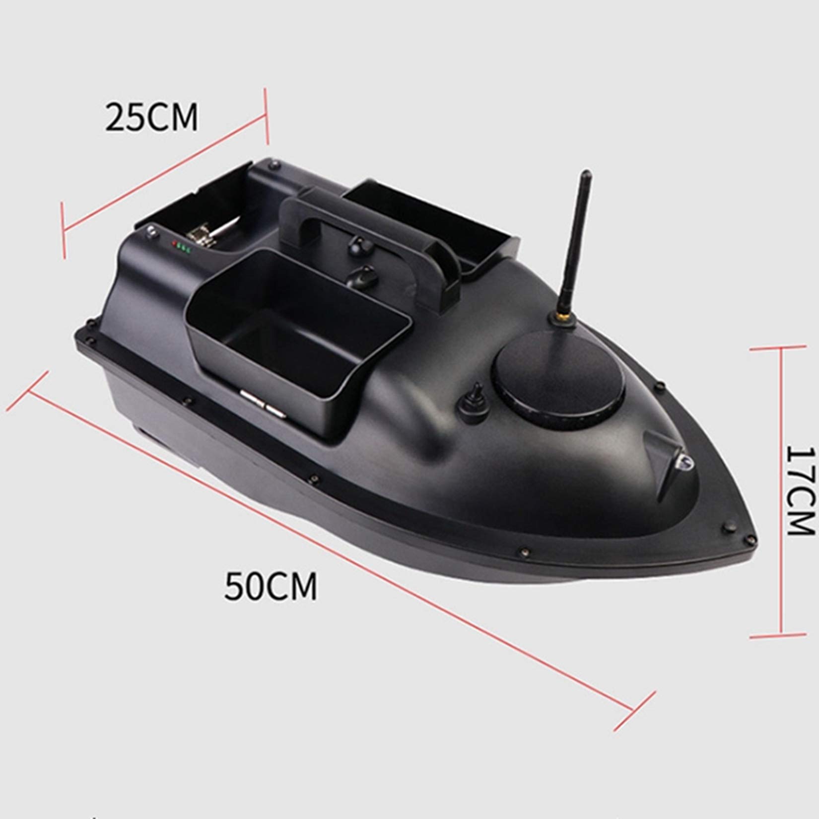 HENGGE Sancang Barca Dell'esca, Posizionamento GPS Telecomando Barca da Pesca, Notte del LED Barca Dell'esca Luce, Portando 1,5 kg, Esterno Utensile Ausiliario Pesca,Nero,GPS 5200MAH