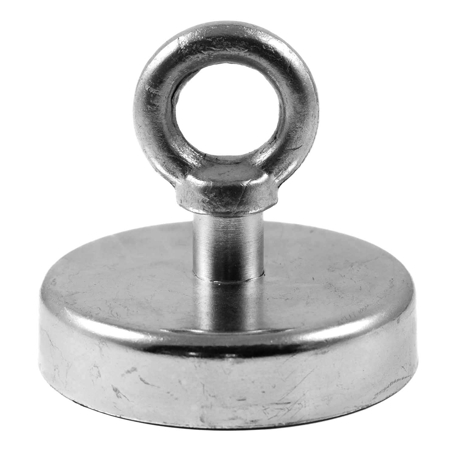 2x imanes con hembrilla de neodimio N35 75 mm Ø | Extrema fuerza de atracción 164.0 kilogramos | 2 neodimio imanes con argolla extremadamente potentes, galvanizados y muy robusto