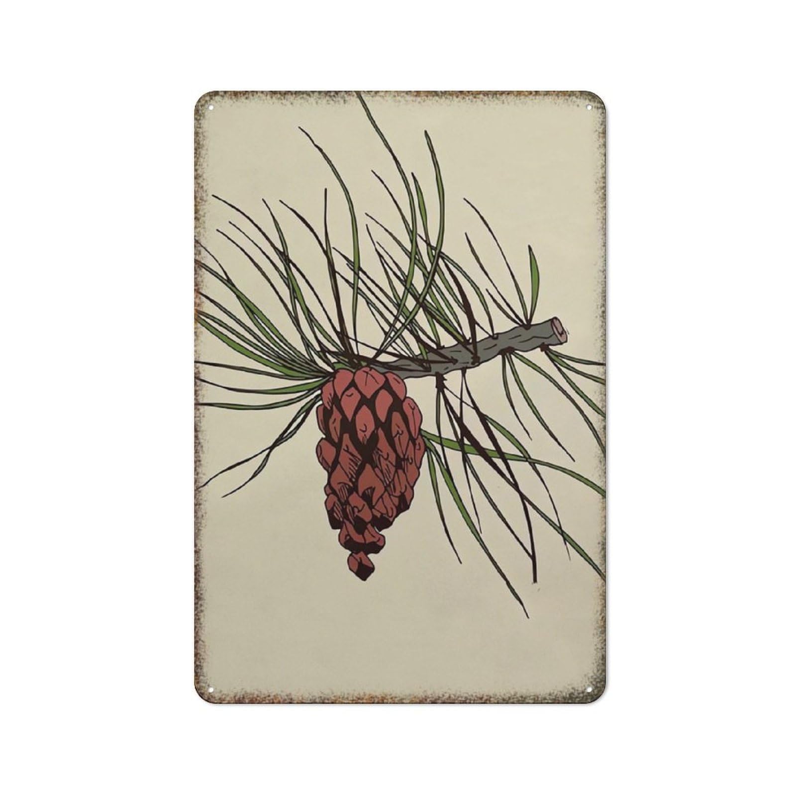 Retro Pine Cone Christmas Art Metal Sign Rustic Cottage Style Home Backyard Cafe Bar Wall Decor Plaque 8x12 Inch