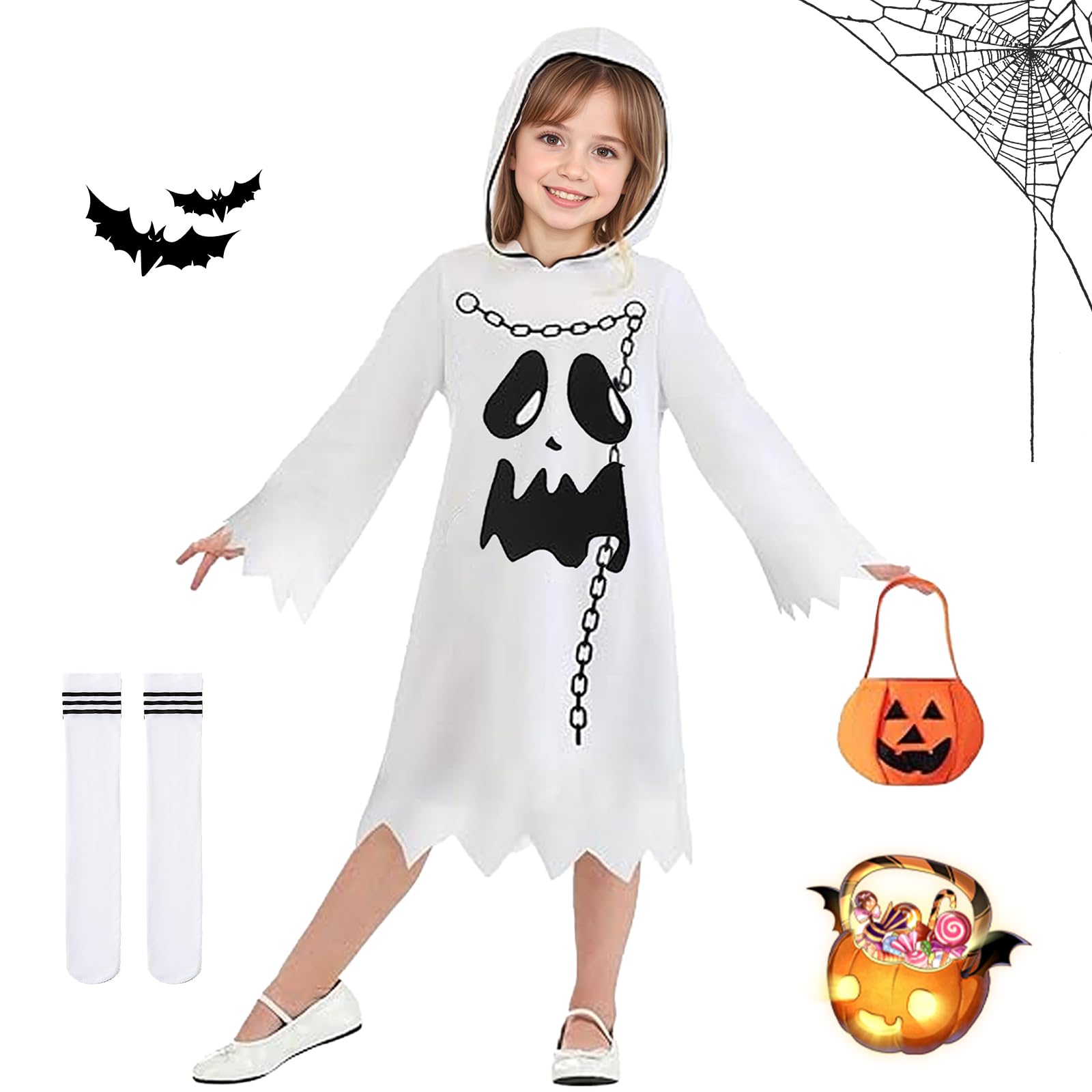 Ghost costume, ghost costume, fancy dress costume, Halloween costume children, ghost cape for child, ghost cape children, for carnival, fancy dress, theme party, Halloween