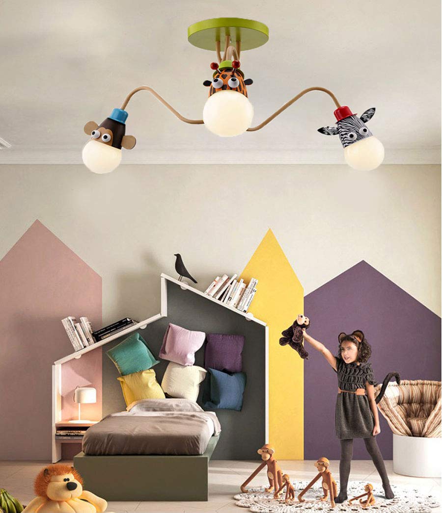 YZM Lampadario da soffitto per bambini,Plafoniera per bambini a tema animale,Perfetto per la cameretta dei bambini/la stanza dei giochi/scuola/asilo (3 lights)