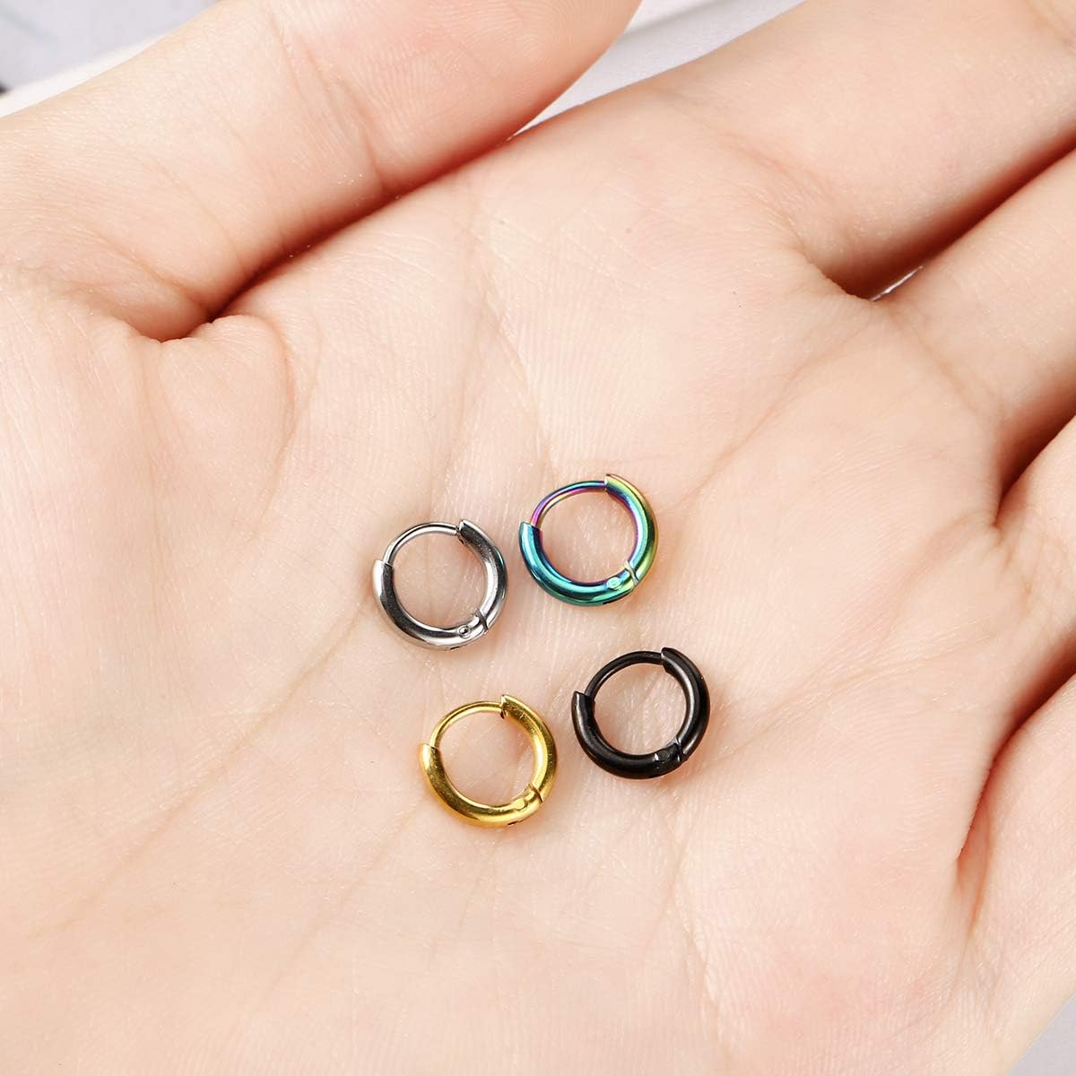 Surgical Stainless Steel Thin Hoop Earrings 6mm/8mm/10mm Small Huggie Hoop Earrings for Women and Men - Image 3