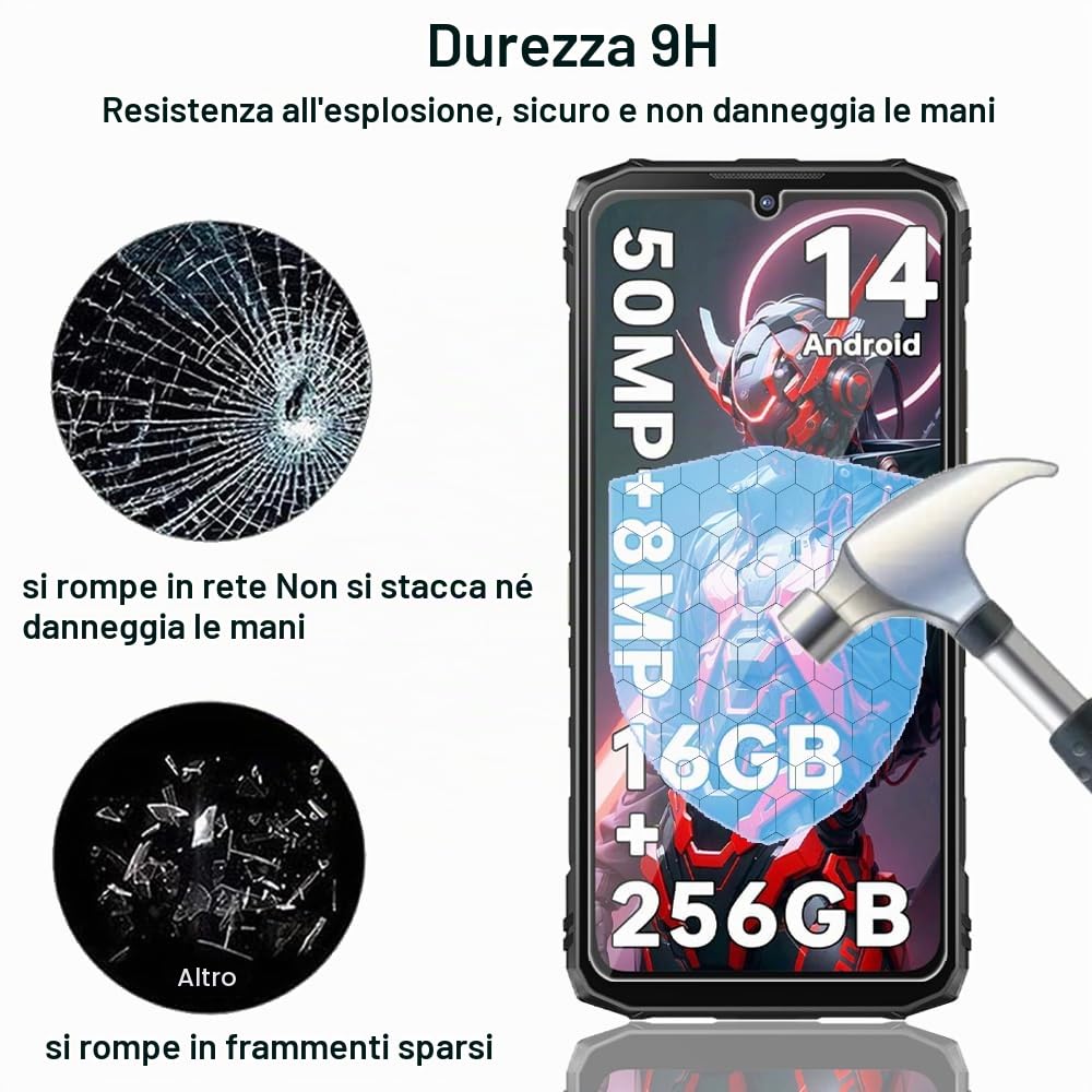 Vetro Temperato 3 Pezzi Per DOOGEE Blade 10/Pro/Ultra/Max/Power – 9H Antigraffio, 0.3mm - 2