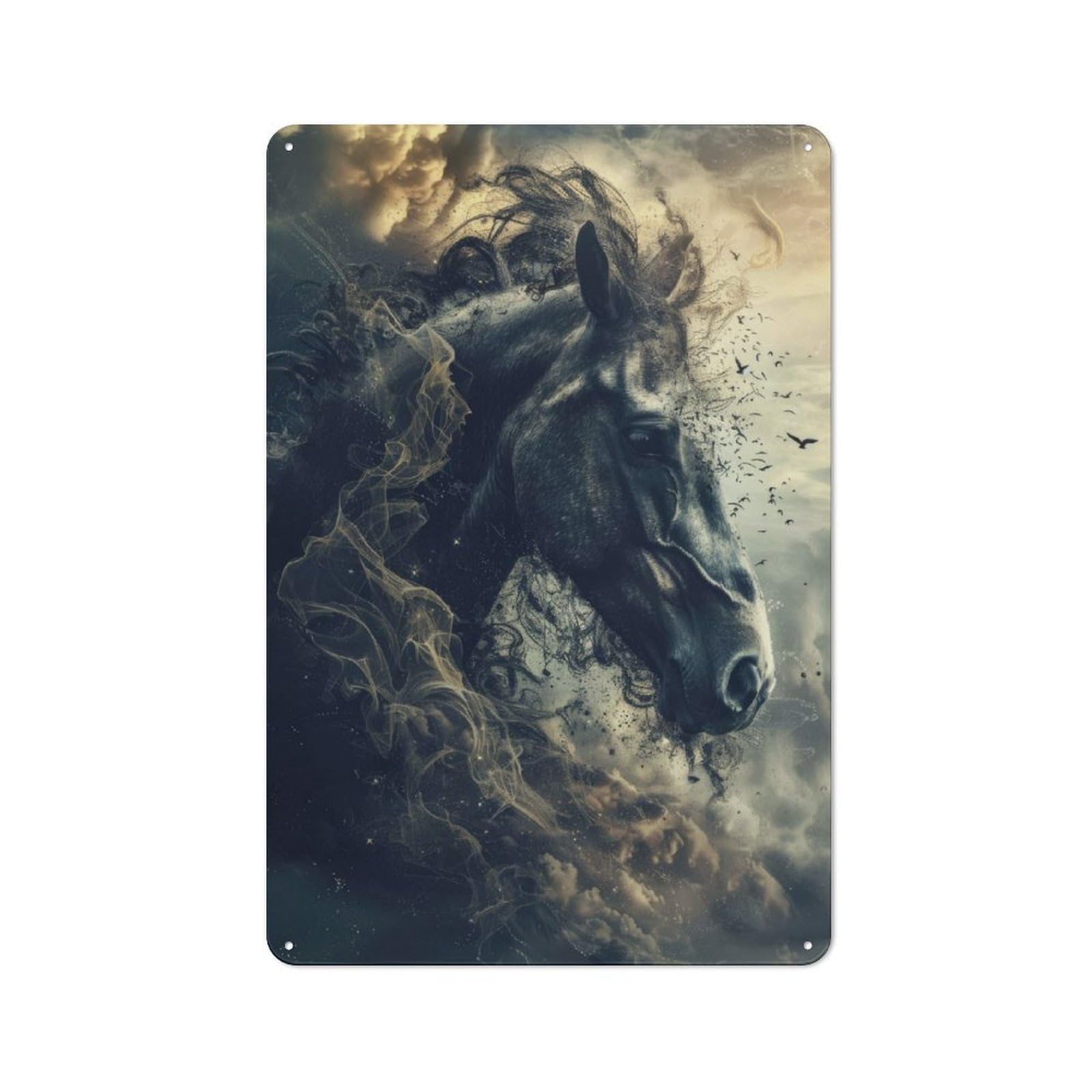 Junmoney Surrealism Horse Vintage Printed Metal Sign 30X20cm For Workshop Wall, A Decorative Gift For A Newly Furnished Workshop