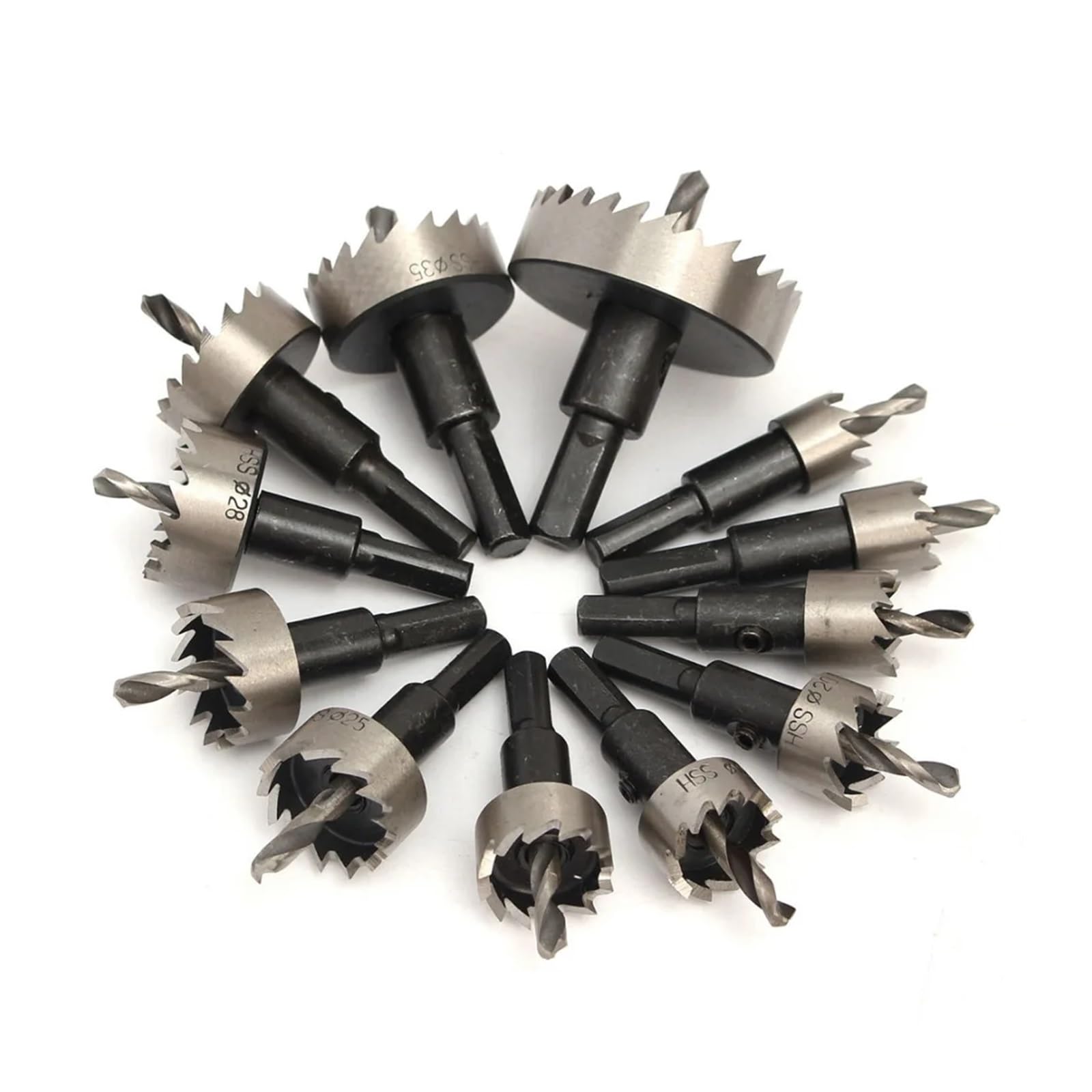 Juego de 12 brocas HSS 15-50 mm, sierra corona, cortador, kit perforación, herramienta manual for cortar madera, acero inoxidable, aleación metal(HZ-16-53 13PCS)