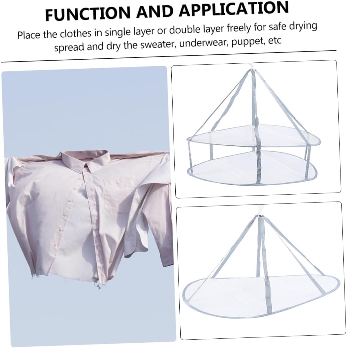 3pcs Clothes Drying Basket Set with Single Double and Triple Layers Mesh Laundry Drying Hangers for Sweaters and Socks Home Hanging Storage Net for Air