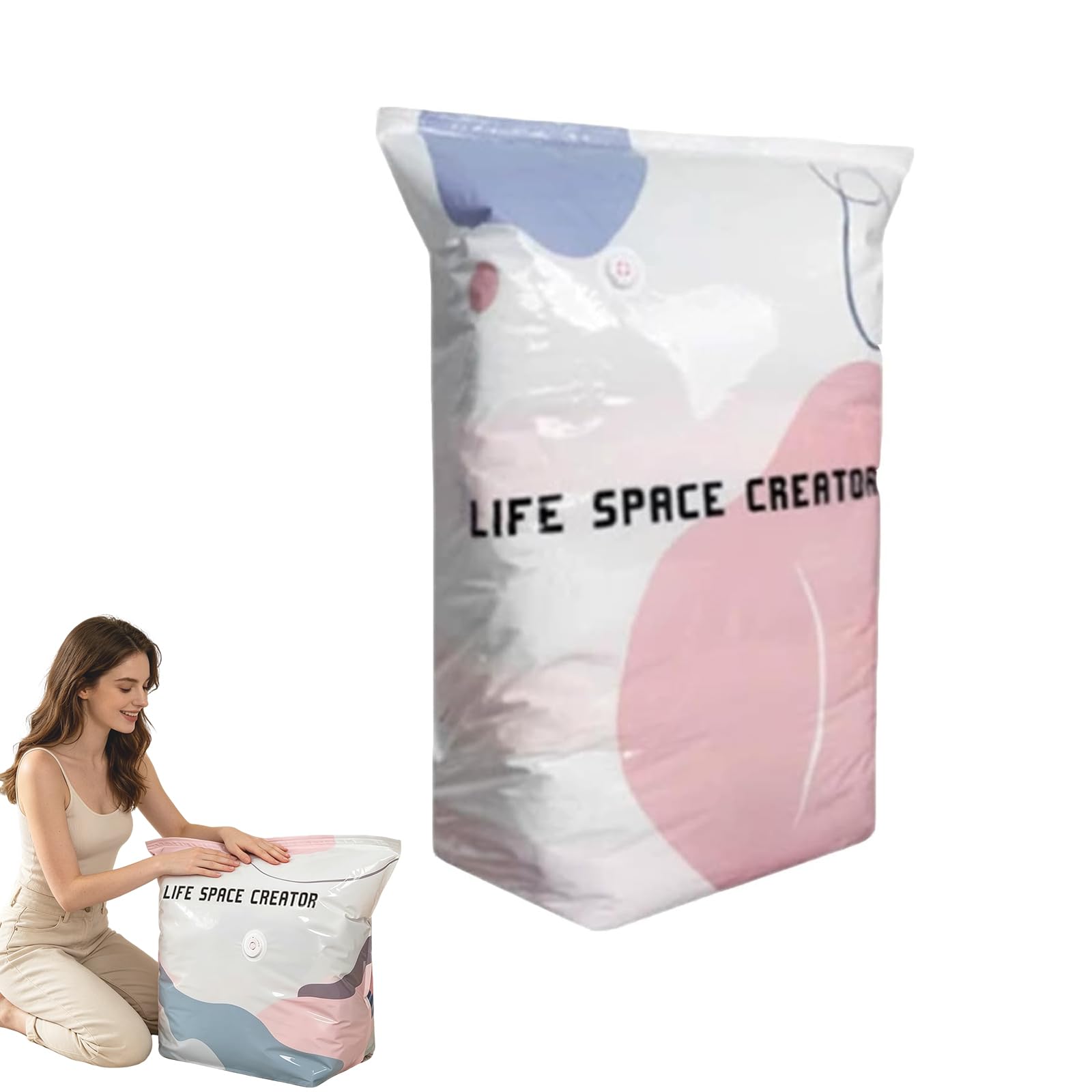 Multi-Pack No-Pump 3D Vacuum Storage Bags, PA+PE Tear Resistance Material, Reduce 80% Volume, One-Touch Quick Air Release, Reusable, Extra-Large Capacity, for Clothes, Bedding & Travel (L*1)