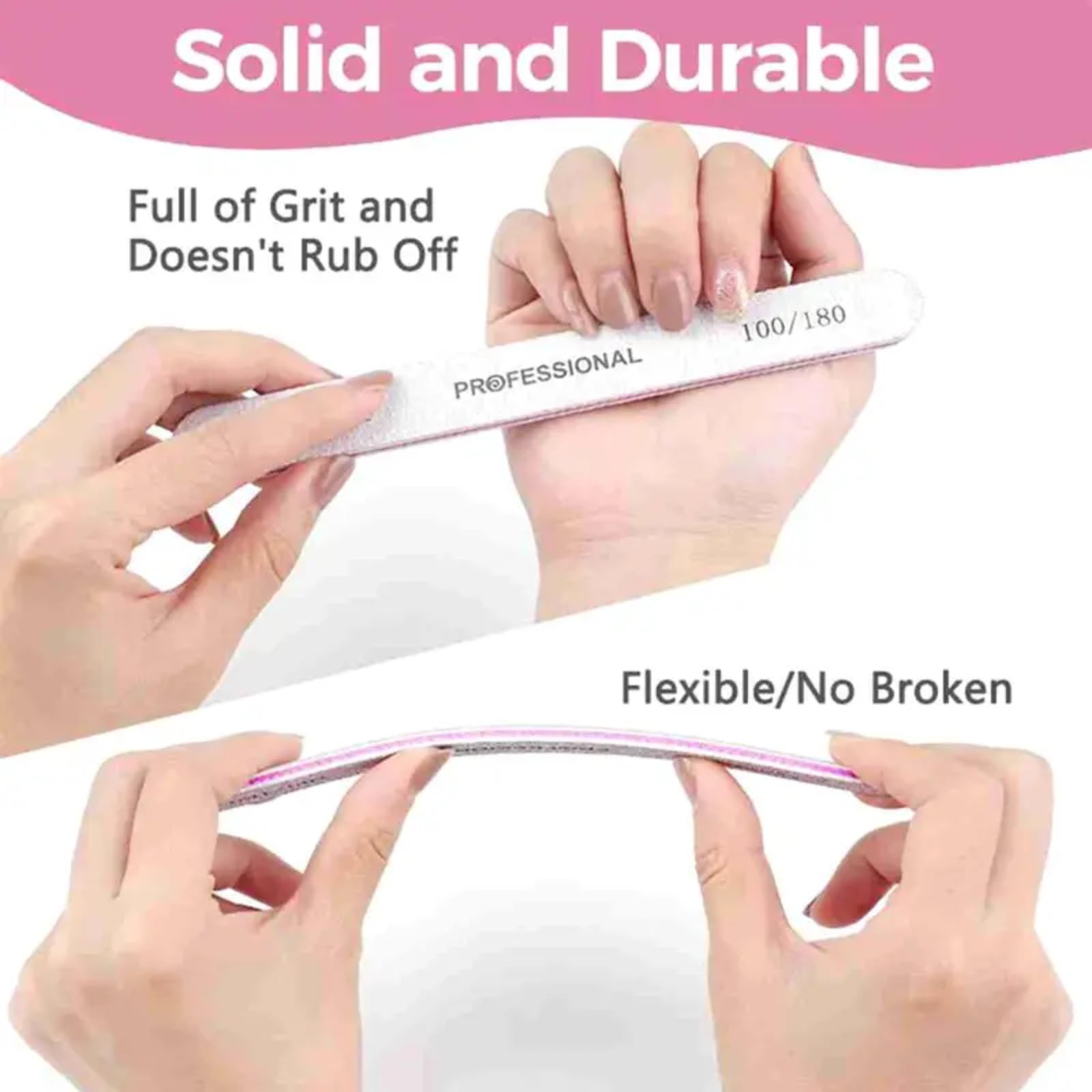 10 PCS Nail File and Buffer Set - Professional 7-Sided Manicure Tools Kit with 100 180 Grit Portable — view 3