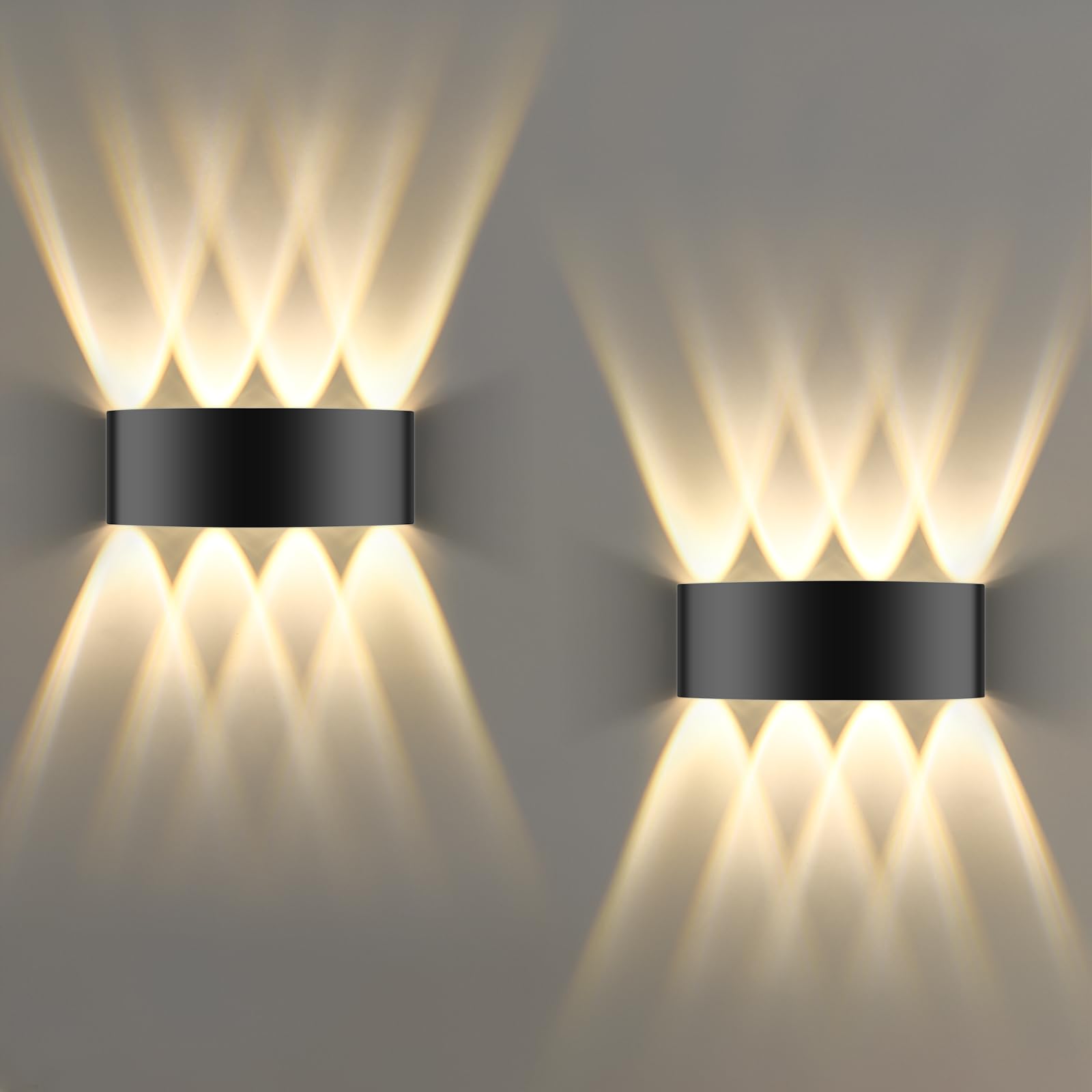 Oumida LED Wall Lights Indoor Modern Black Wall Wash Lights 8W 3000K IP65 LED Sconce Up and Down Wall Lamp for Living Room,Bedroom,Hallway (2 Pack)