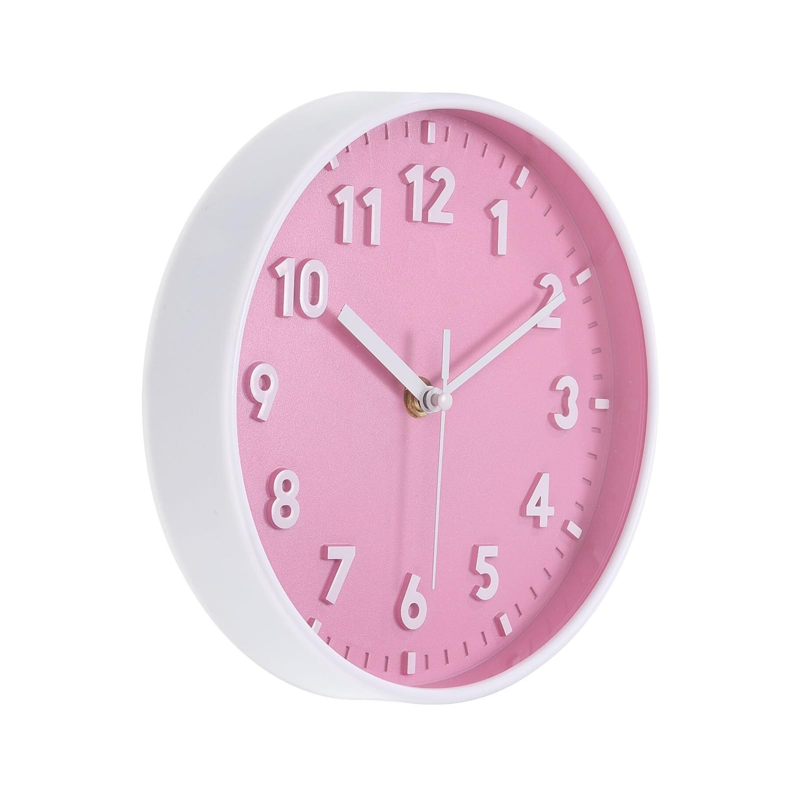 S5b8w3g7 Pink Modern Quartz 8 Inch Wall Clock 3D Number Quartz Battery Operated Silent Non-Ticking Round Clocks For Office Bedroom Decorative Wall Clock(Pink)