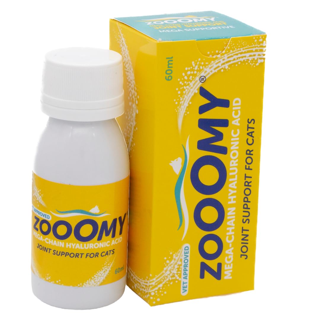 CaniFlow Zooomy Liquid Cat Joint Supplement - Hyaluronic Acid for Hip & Joint Care, Stiffness Relief for Cats, Senior Mobility Support, Easy to Give via Syringe Onto Food, Lasts up to 2 Months, 60ml