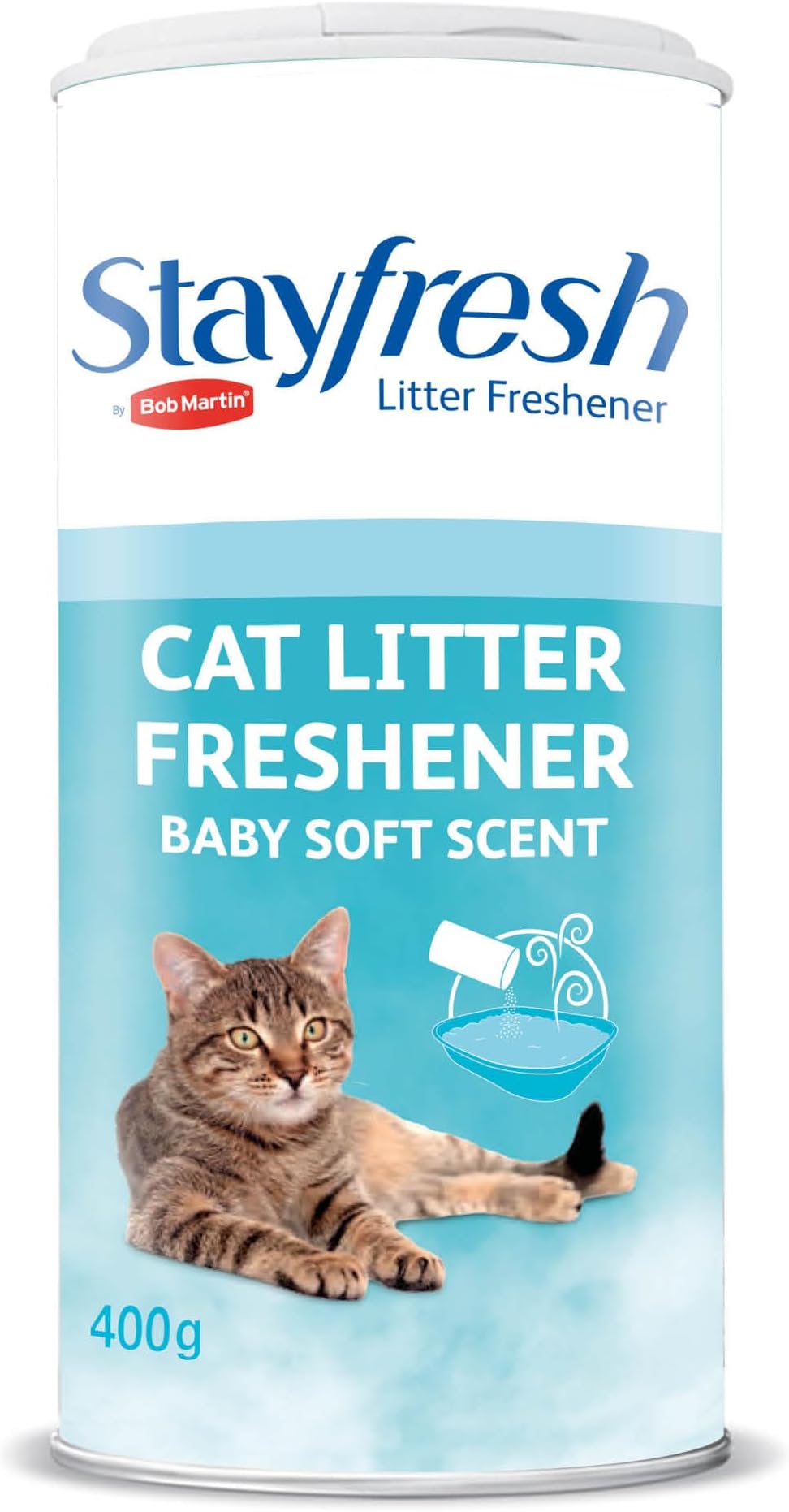 Cat Litter Freshener Powder, Baby Soft Scent - Effective Odour Control for Longer Lasting Freshness, Made in the UK (400g) (Packaging can vary)
