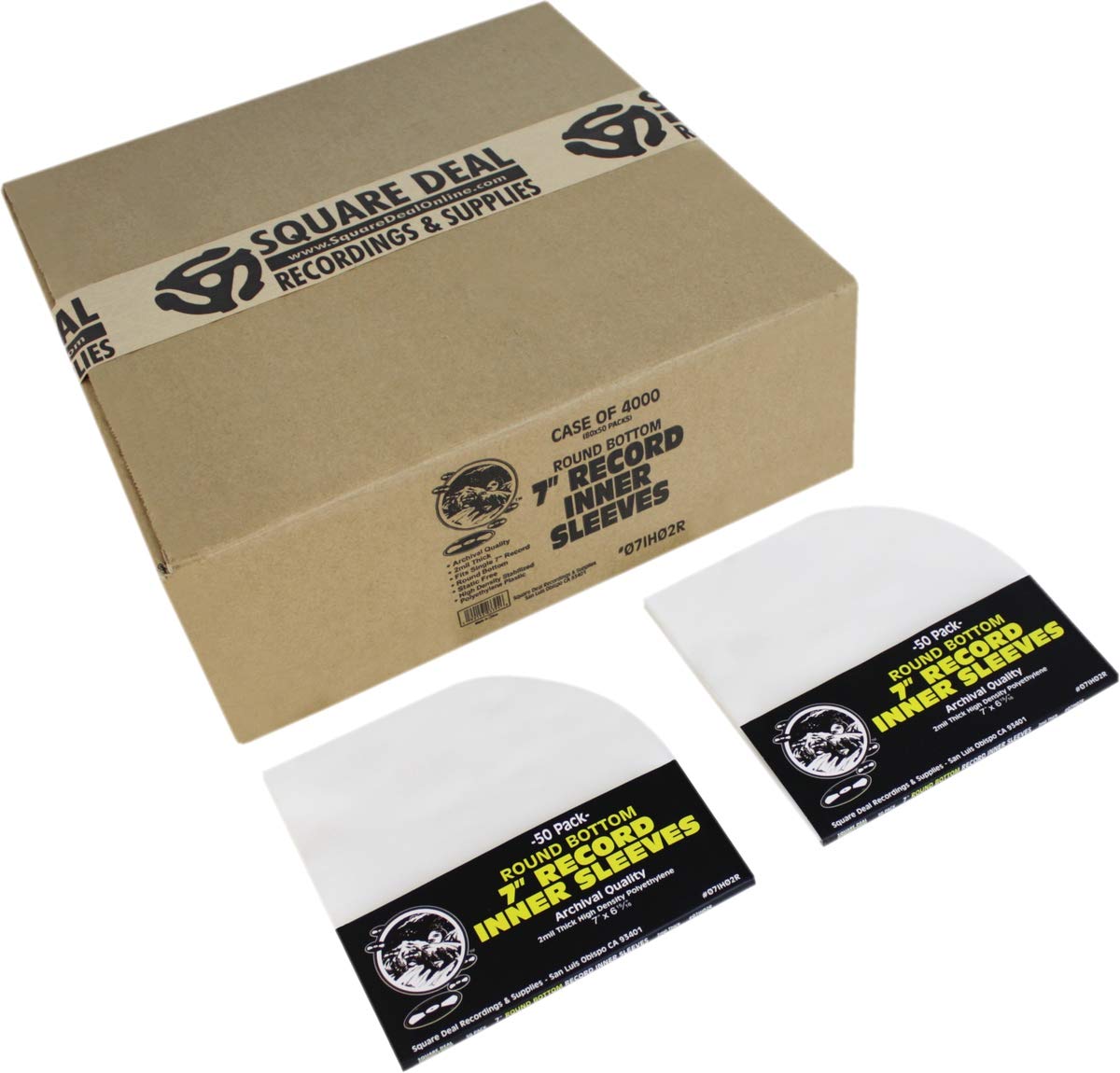 (4,000) 7 Round Bottom Vinyl Record Inner Sleeves - 2mil Thick - Archival Quality - #07IH02R