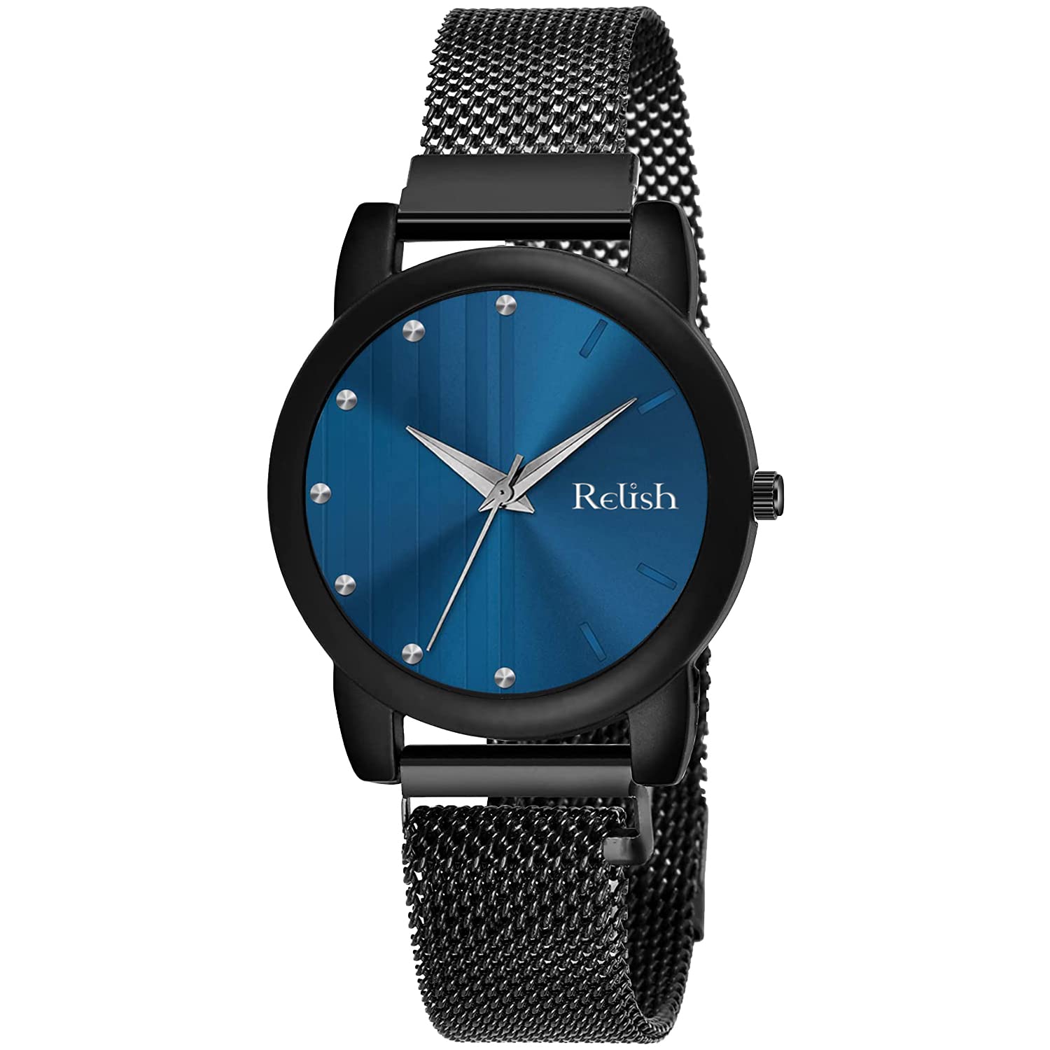 Relish Premium Blue Dial & Black Magnetic Mesh Strap Watch for Women & Girls (RE-L2008B) (B09VDB1B1J) Amazon Price History, Amazon Price Tracker