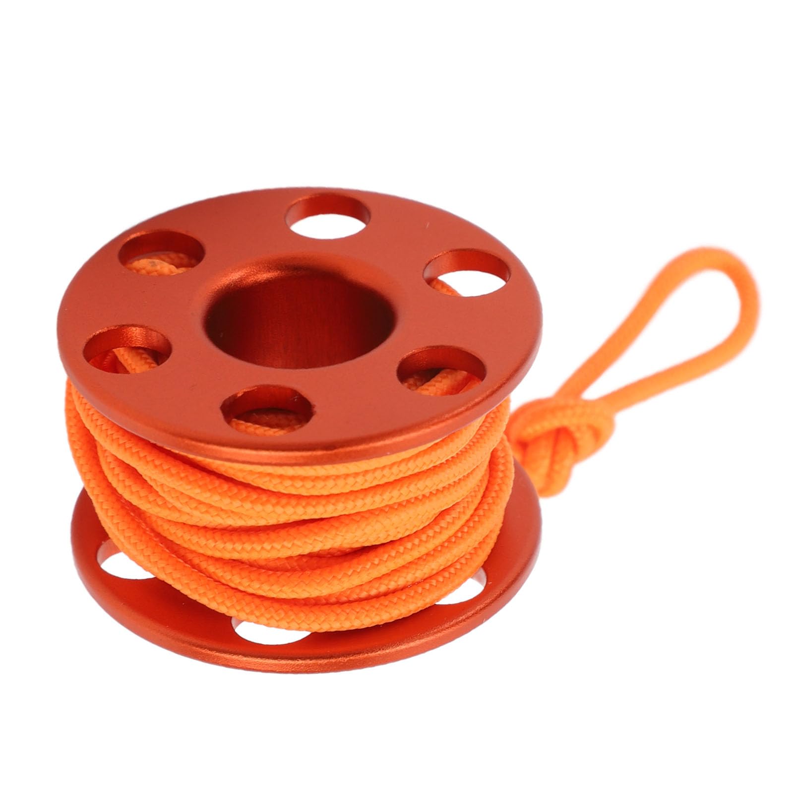 lvifloae Scuba Diving Finger Reel Aluminum Alloy Mini Finger Spool Reel Pendant with Glow in The Dark Nylon Guide Line for Underwater Cave Diving Wreck (Orange)