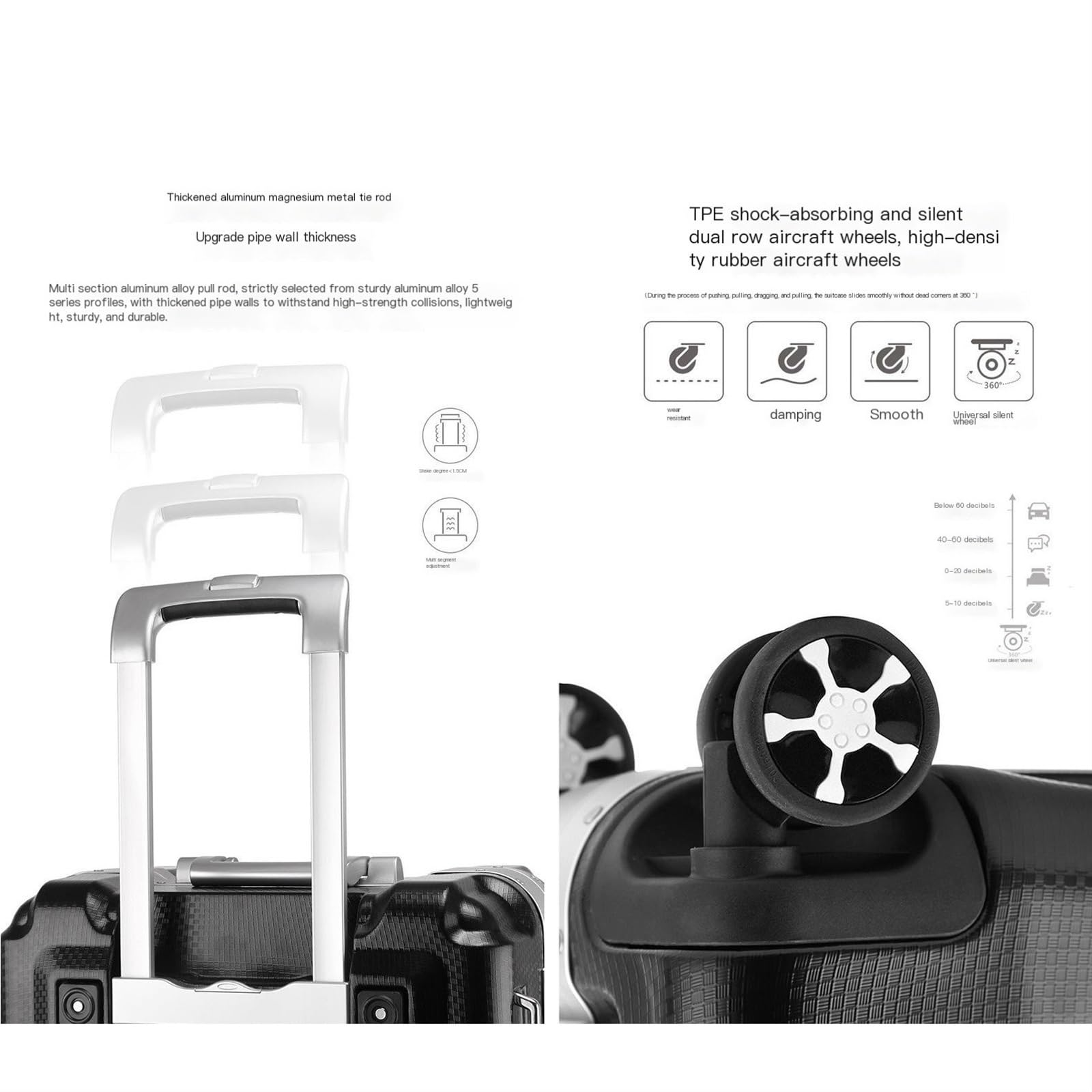 Koffer, Gepäck, Aluminiumrahmen, Trolley-Koffer, Trolley-Koffer, Reisekoffer, stilvoller, einfacher Gepäck-Boarding-Koffer mit Wasserbecherhalter, großer Koffer (Farbe: Silber, Größe