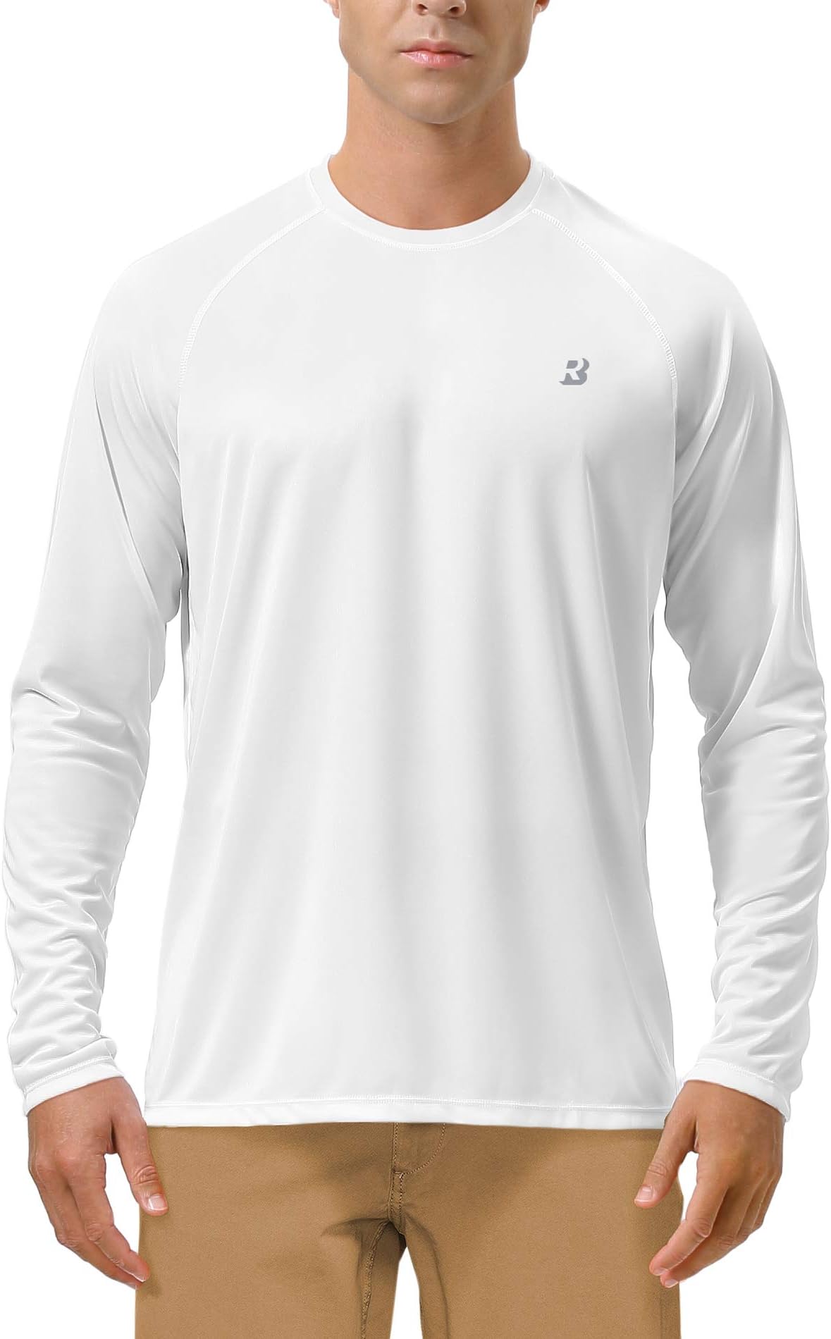 Mens UPF 50+ UV Sun Protection Shirts Outdoor Long Sleeve SPF Rash Guard for Fishing Hiking Swimming Running