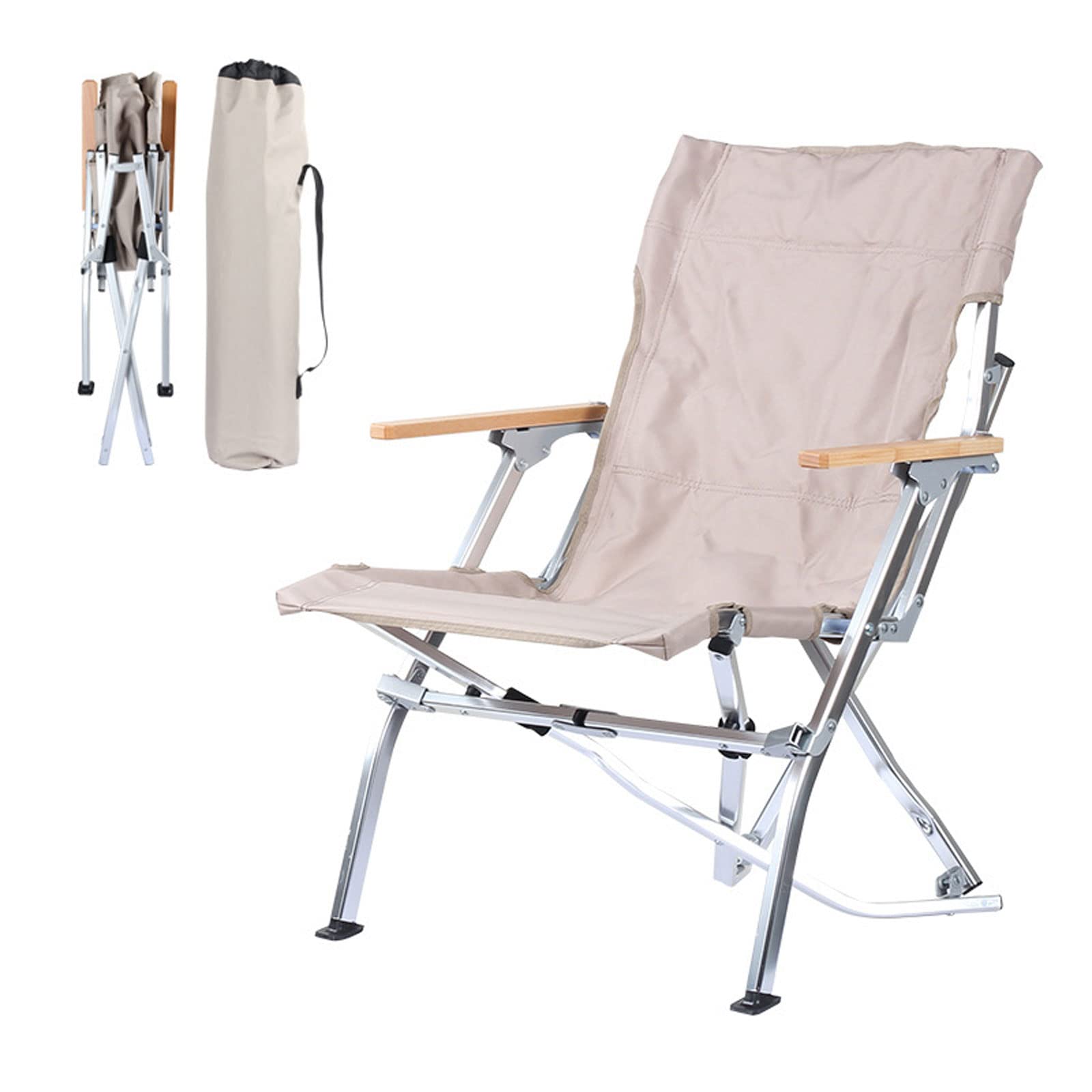 白です！キャンプチェア 折りたたみ式 120kg耐荷重 ベージュ MERMONT アウトドア チェア 折りたたみ椅子 2脚セット 軽量