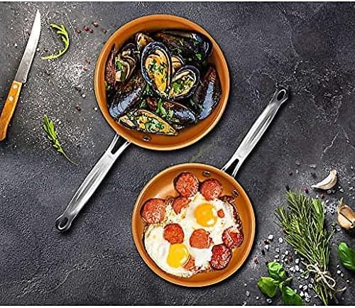 Miniatura 4 de Nonstick Ceramic Coated Frying Fry Pan Cookware Set 8,10 & 12 3 Pcs Eco Friendly Induction Durable Stainless Steel Handle