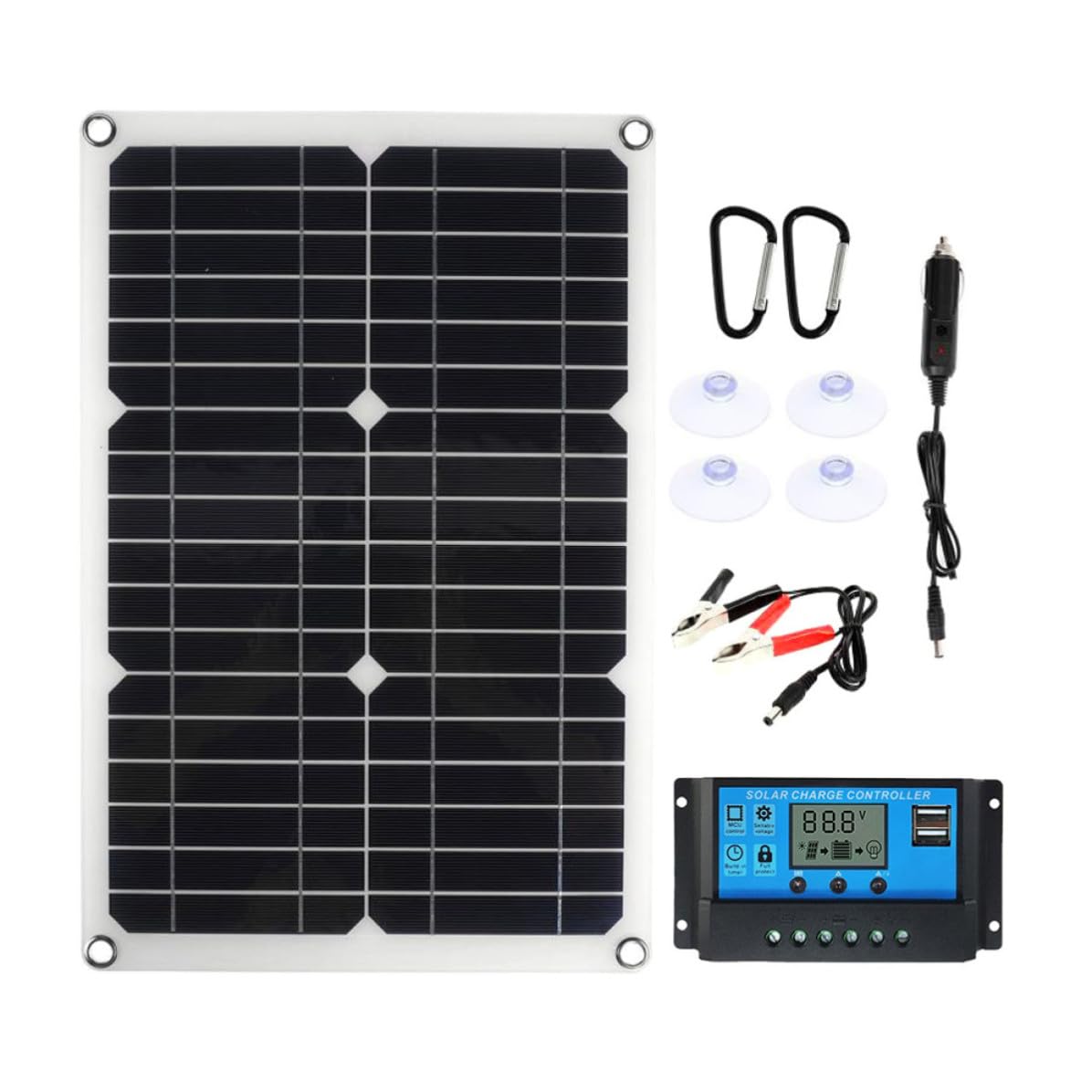 Toddmomy Kit Pannello Solare Monocristallino da 15w Regolatore di Carica per Camper e Aerei, Materiale Abs e Rame, per Campeggio e Piantagioni