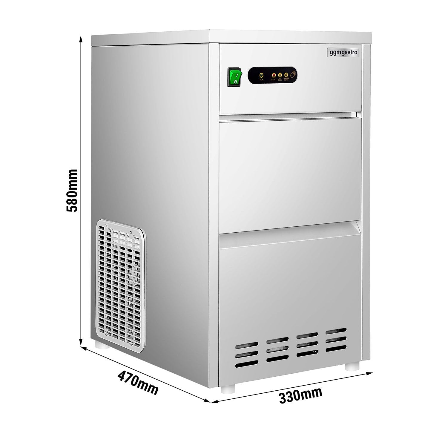 GGM Gastro Eiswürfelbereiter Hohlzylinder 24 kg/24 h | Ideal für den Dauereinsatz, robuste Edelstahlbauweise, steckerfertig, zeitsparende Reinigung, effiziente Luftkühlung