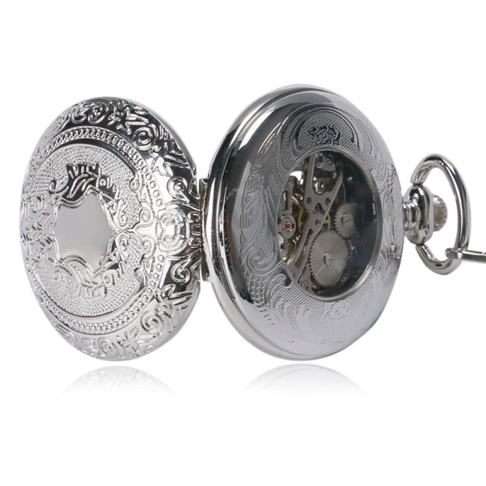 Luxus Mode Silber Schild Design Taschenuhr Männer Frauen Uhr Mechanische Handwindungskette